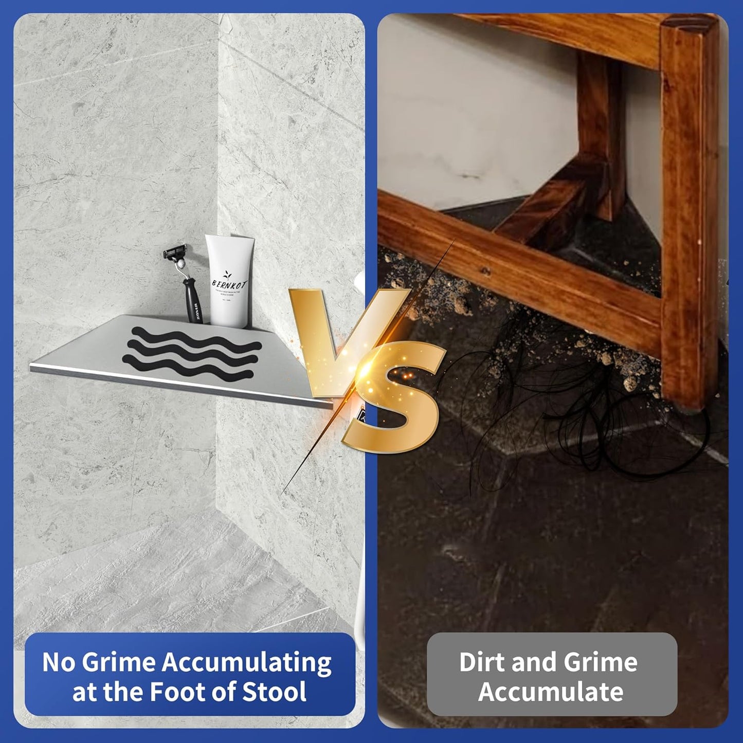 10'' Corner Foot Rest for Shaving Legs, Wall Mounted Foot Ledge for Bathroom Inside Shower, 304 Stainless Steel Footrest with Shaving Holder (Brushed)