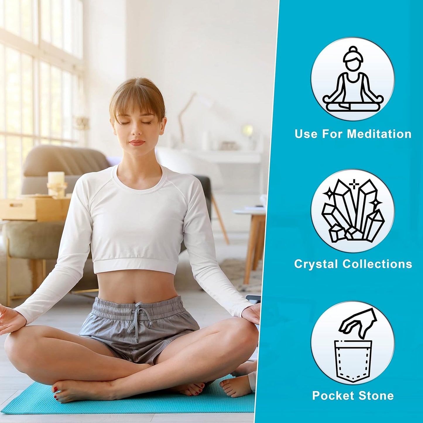 Crocon 50mm Opalite Large Oval Palm Stone 900+ Carats Pocket Massage Worry Stones for Natural Body Chakra Balancing Reiki Healing Stones and Crystal Grid Healing Massage Spa Energy Crystals