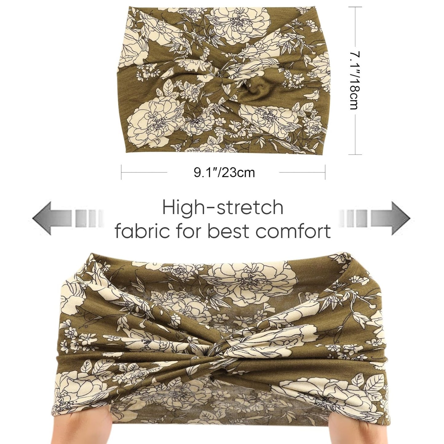 DRESHOW 4 Pack Turban Headbands for Women Wide Vintage Head Wraps Knotted Cute Hair Band Accessories