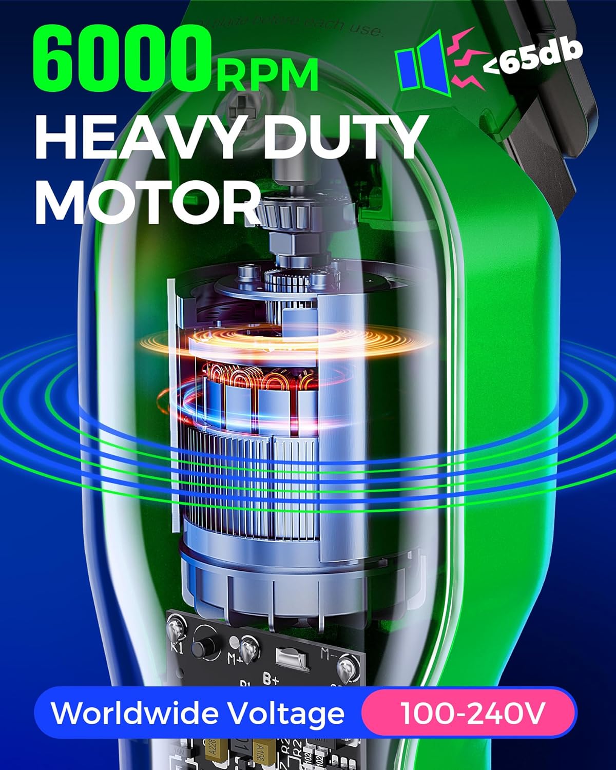 GLAKER Hair Clippers for Men Professional - Cordless Clippers and Trimmers Set, Complete Barber Kit for Hair Trimming & Beard Grooming, Mens Haircutting Kits for Blending & Fade Cuts (Green)