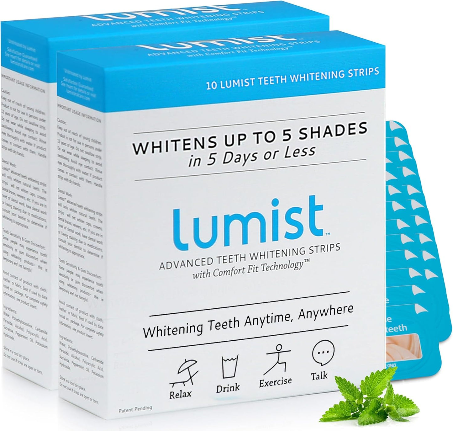 Advanced Teeth Whitening Strips – Pack of 20 (10 Treatments) - 5 Shades Brighter in 5 Days - Mint Flavored with Enamel Safe Comfort Fit Technology - Teeth Whitening Kit for Sensitive Teeth