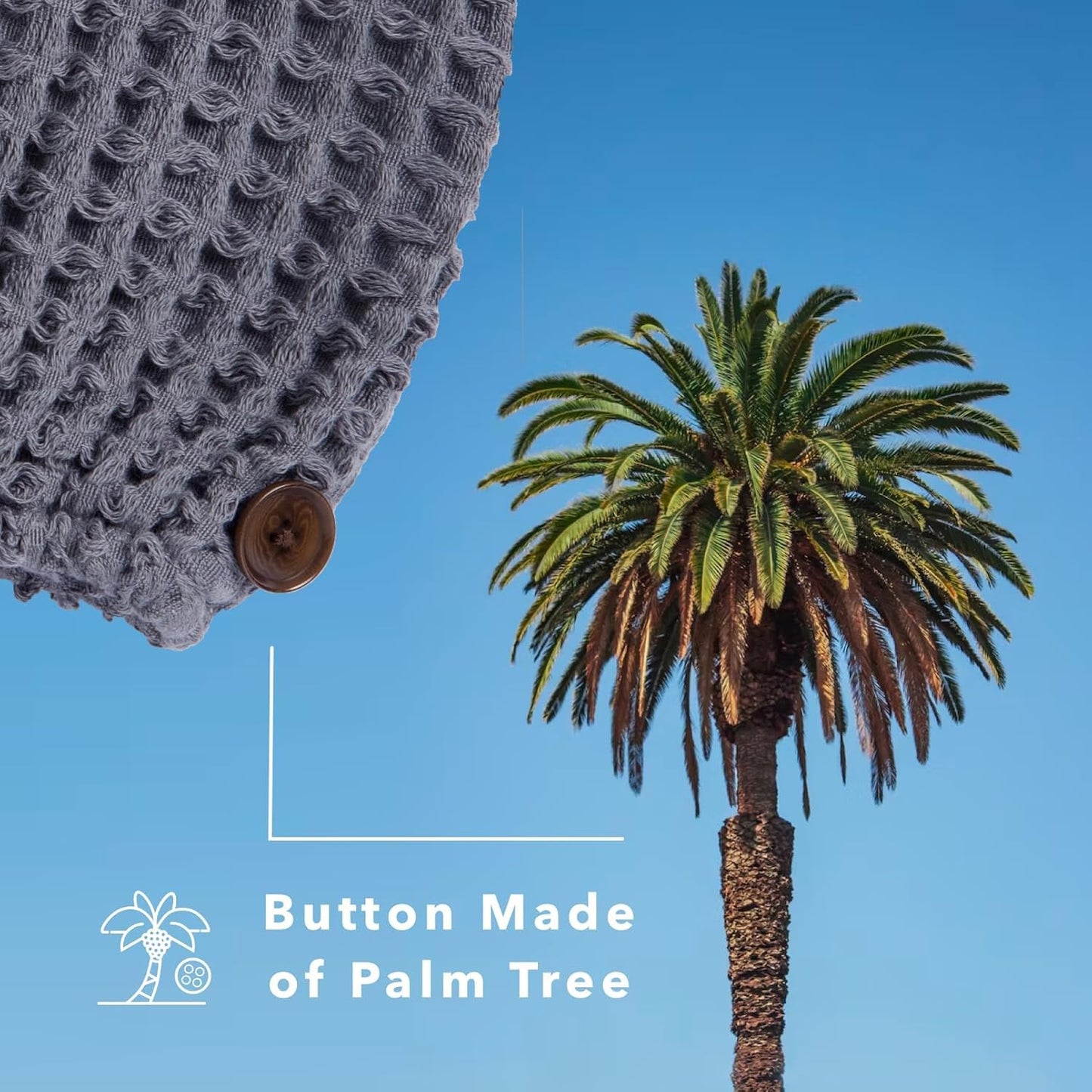 Hair Towel | 100% Cotton Silk Hair-Drying Waffle Wrap Turban for Women, Ultra-Absorbent, Anti Frizz, Hair Damage Protection for Straight and Curly Hair (Smoke Grey, 2 Pack)