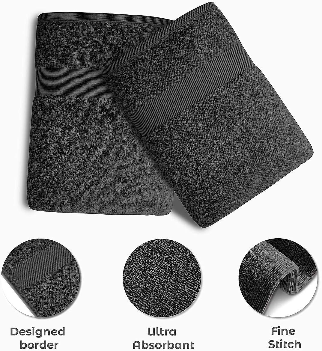 Softolle Luxury Bath Towels Set of 4 (27” x 54”) | Towels for Bathroom | Super Soft | Highly Absorbent Towels for Home, Spa, Gym (Silver Grey-Charcoal Grey)