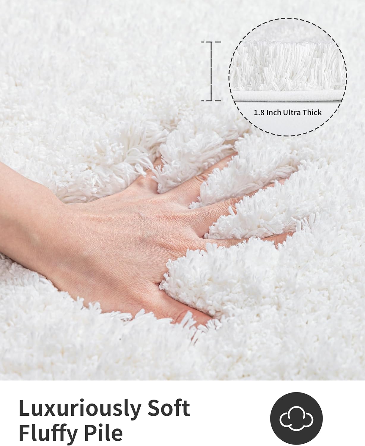 ILANGO White Toilet Rugs U Shaped 22" × 24" Non Slip & Super Absorbent Extra Thick Soft, Washable Bath Mats for Bathroom Floor, Microfiber Plush Shaggy Contour Bath Rugs for Toilet,Dry Quick