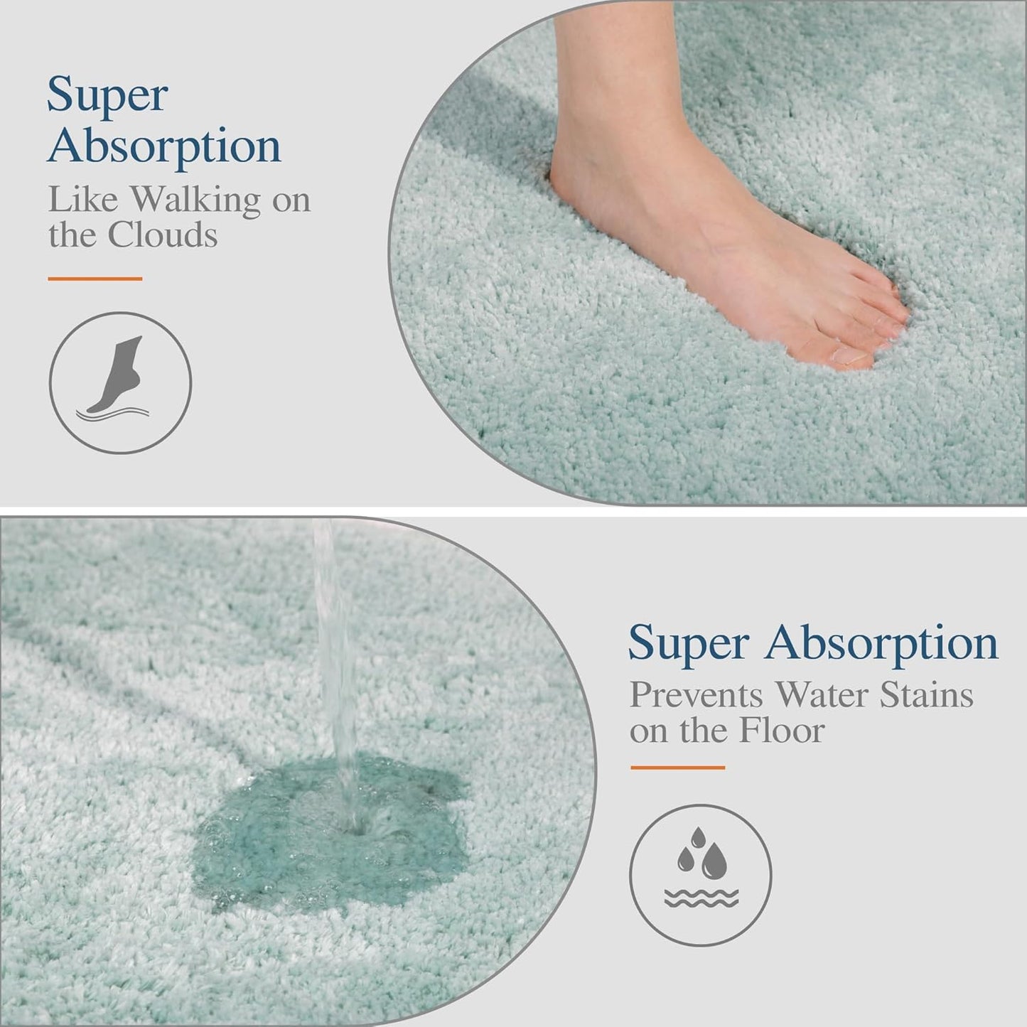 Walensee Bath Rug for Bathroom Non Slip Bathroom Mat (20 x 32, Aqua) Water Absorbent Soft Shaggy Bathroom Rug Machine Washable Bath Mat Thick Plush Shower Mat