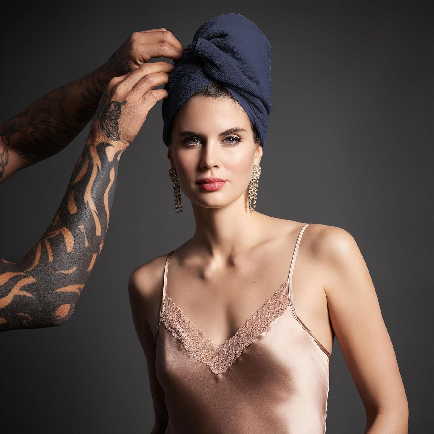 Fromm Softees Microfiber Salon Hair Towels for Hairstylists, Barbers, Spa, Gym in Navy, 16" by 29", 10 count Perfect Hair Care Towel for Drying Curly, Long, Wavy Hair