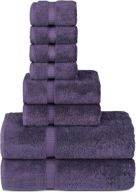 Chakir Turkish Linens | Hotel & Spa Quality 100% Cotton Premium Turkish Towels | Soft & Absorbent (8-Piece Towel Sets, Plum)