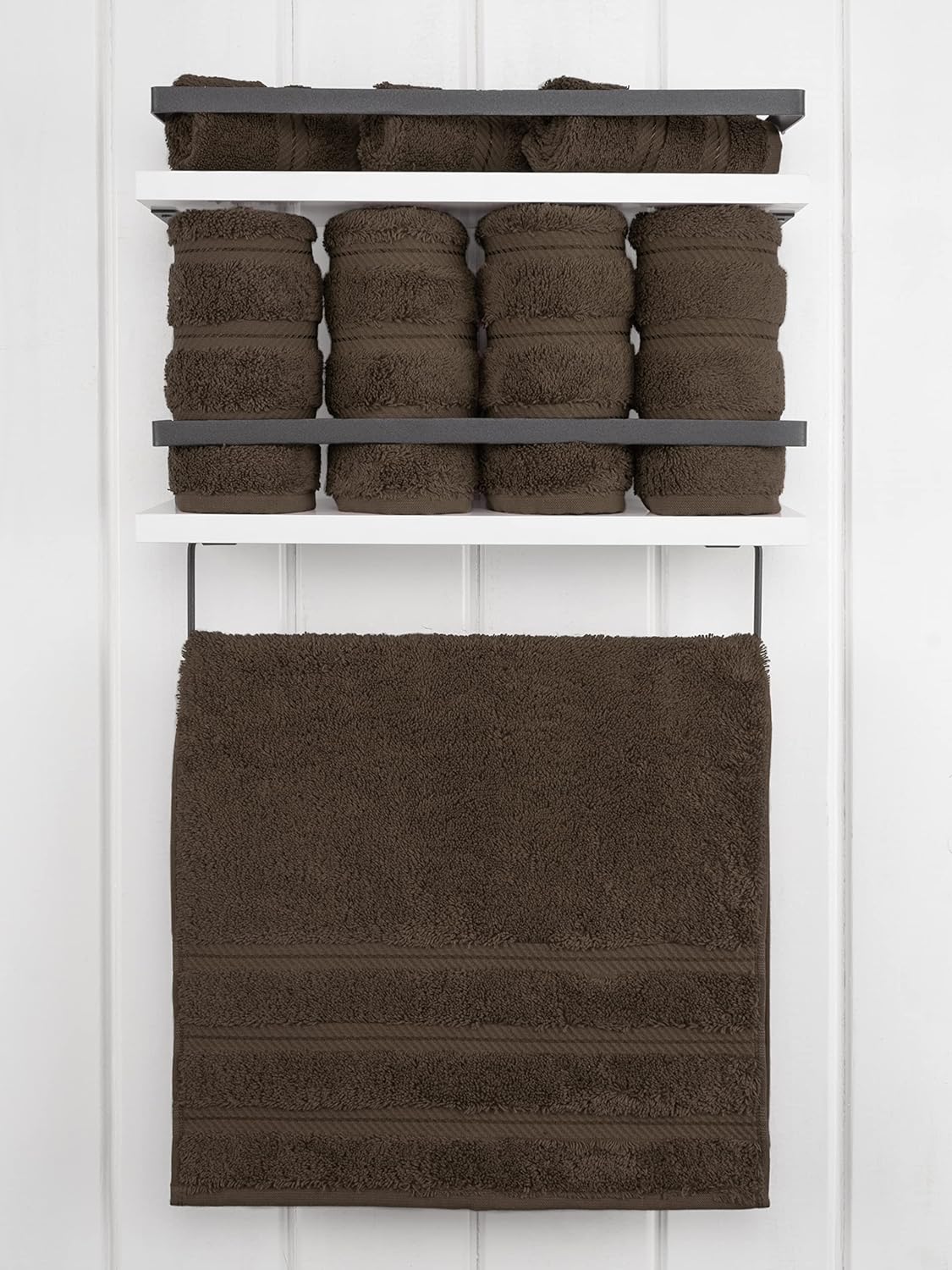 American Soft Linen Luxury Hand Towels for Bathroom, 600 GSM 100% Cotton Turkish 4 Piece Hand Towel Set, 600 GSM Hand Face Towels for Kitchen, Brown Hand Towels