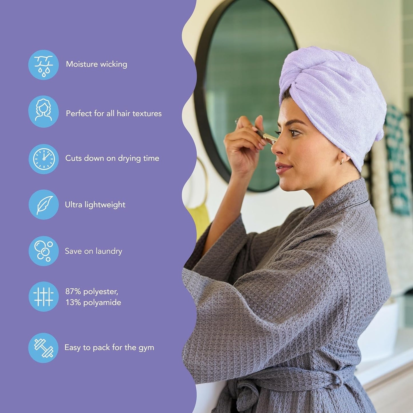 Turbie Twist 2-Pack Microfiber Hair Towel for Beauty, Travel, Gifting - Hair Wrap Turban for Straight, Wavy & Curly Hair - Premium Personal Care - Lilac & Lemon