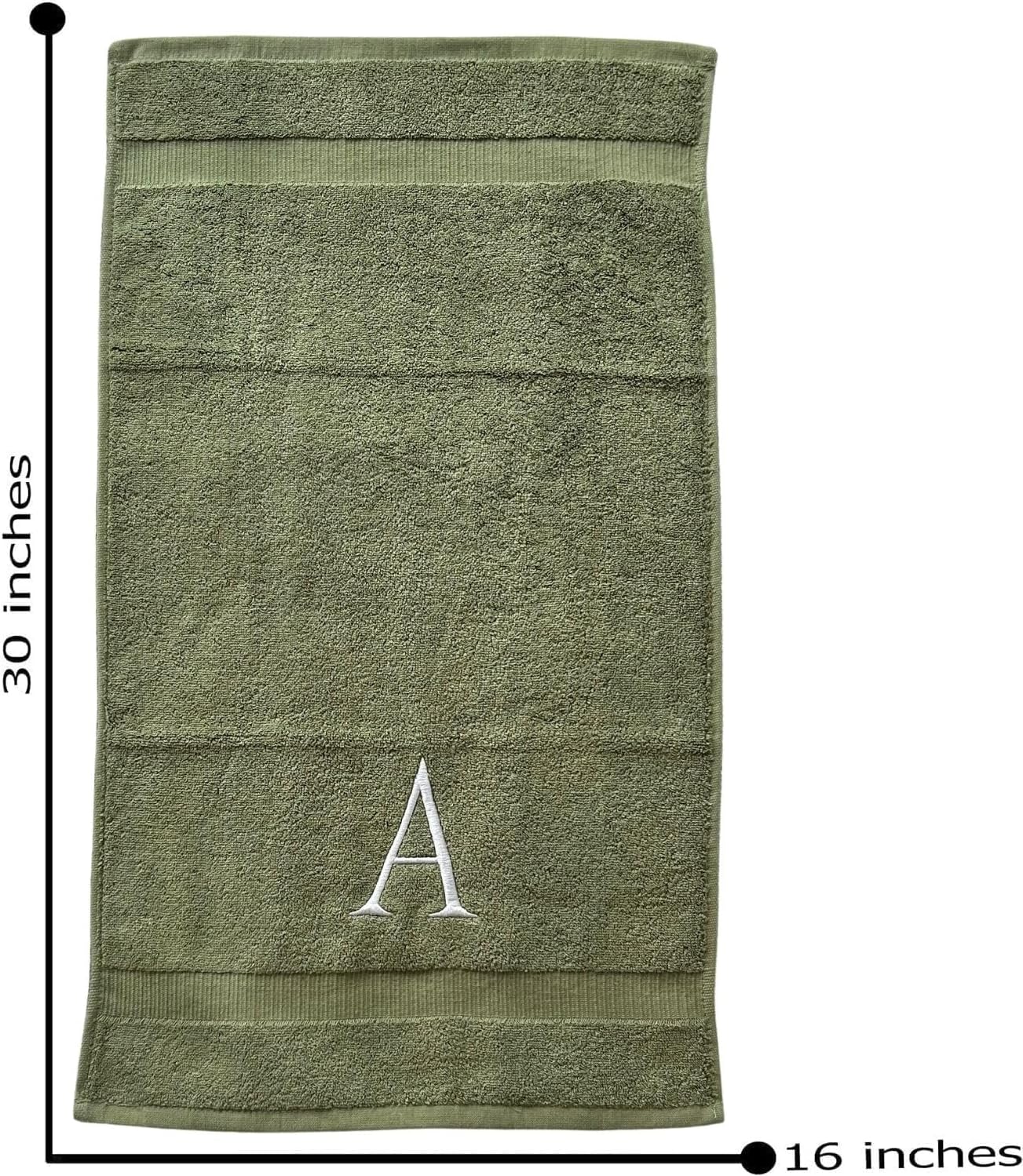 Sage Initial Hand Towel for Bathroom - Monogrammed Luxury Hotel Quality Decorative Embroidered Towel for Powder Room, Spa - GOTS Organic Certified - Set of 2 Letter E