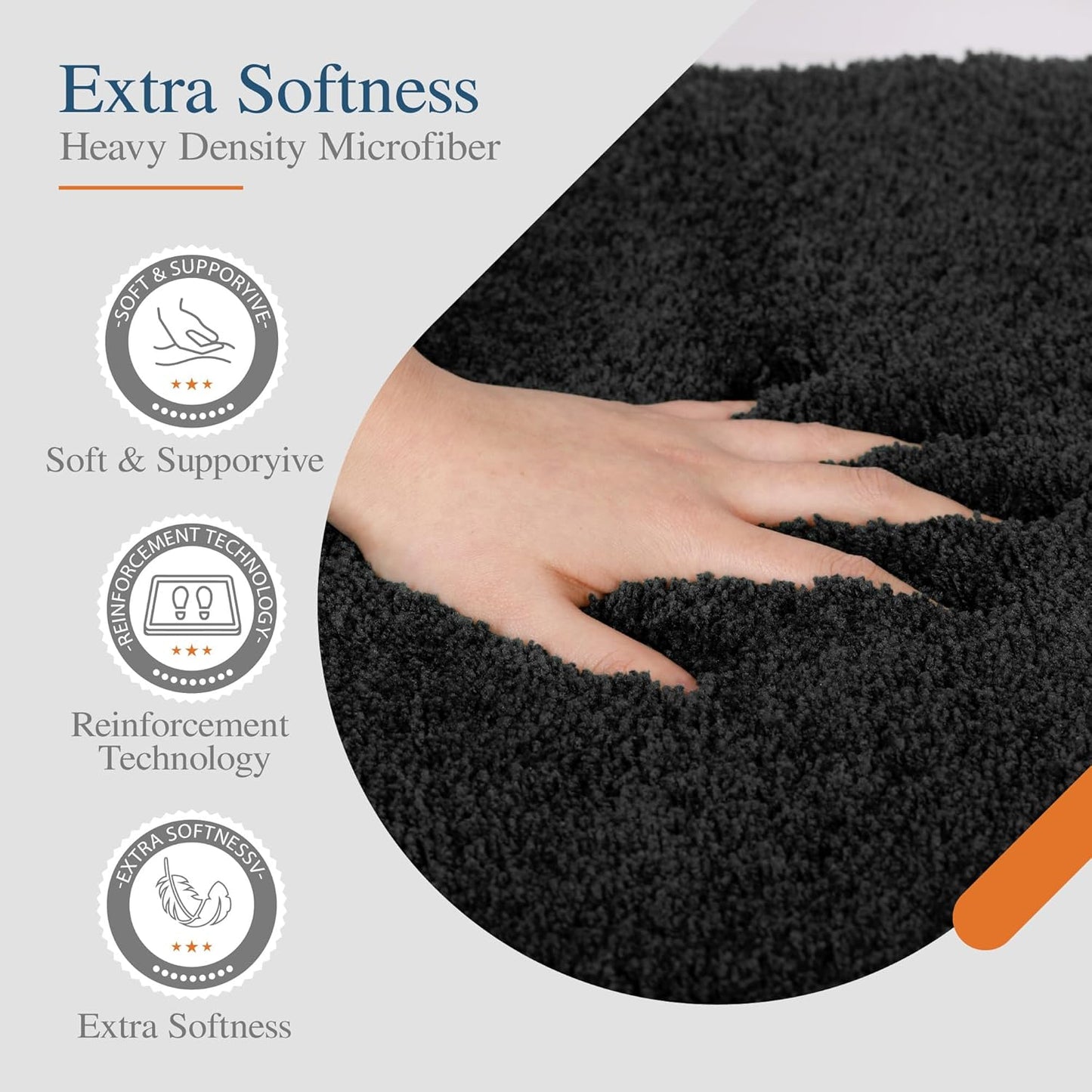 Walensee Large Bathroom Rug (24 x 48, Black) Extra Soft and Absorbent Shaggy Bath Mat Machine Washable Microfiber Non Slip Luxury Floor Mat