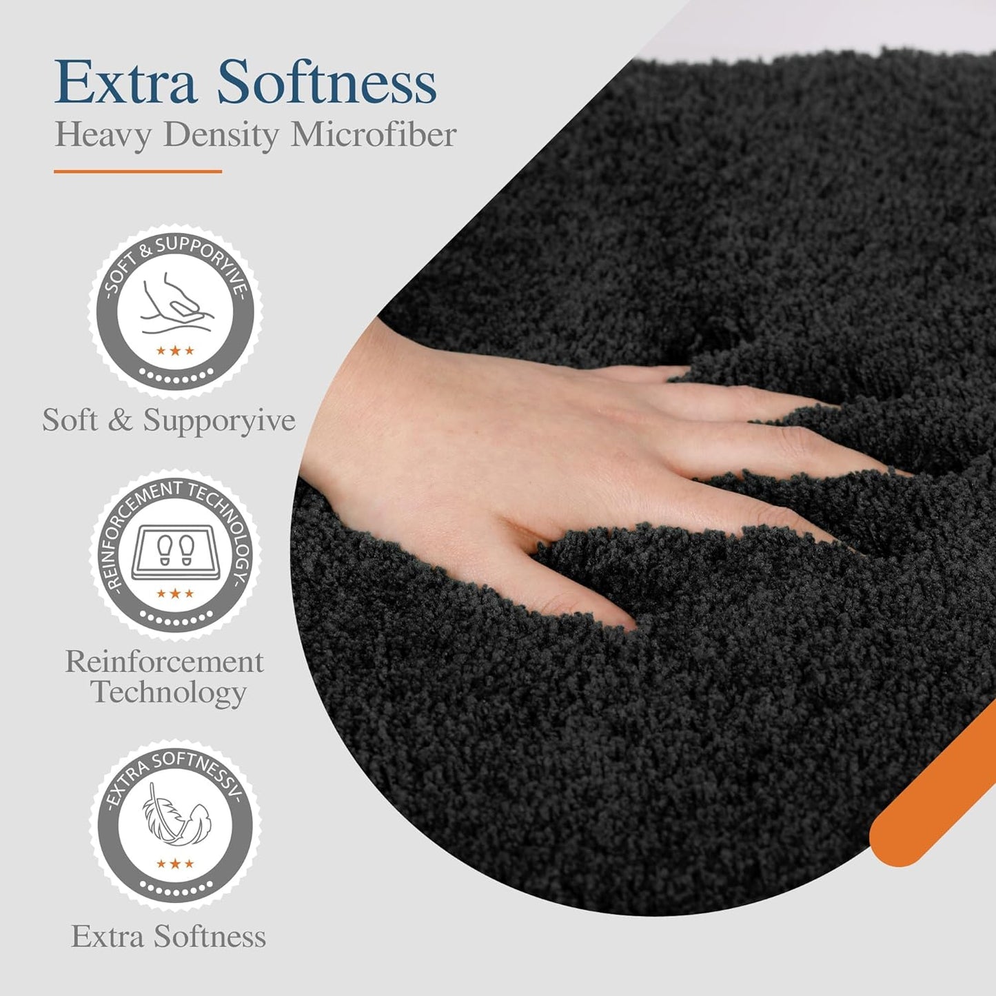 Walensee Large Bathroom Rug (24 x 60, Black) Extra Soft and Absorbent Shaggy Bath Mat Machine Washable Microfiber Non Slip Luxury Floor Mat