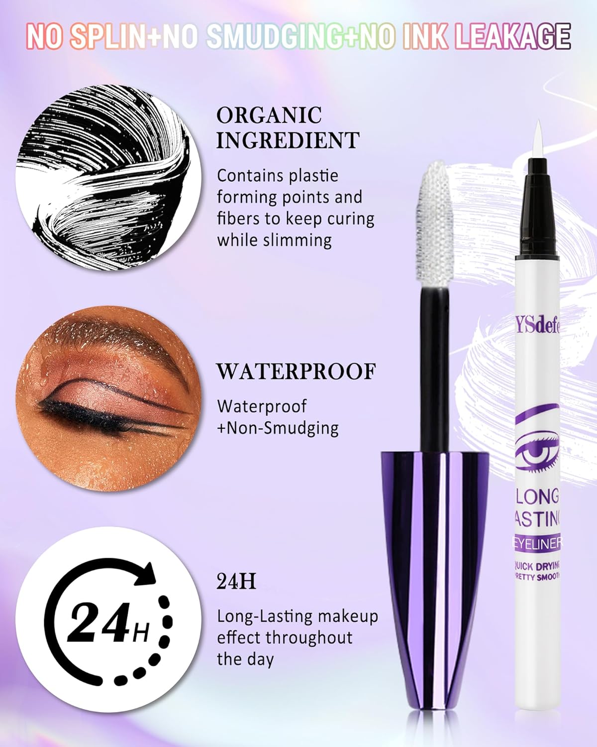 Red Mascara Liquid Eyeliner Set, Update Longlasting Waterproof Color Eye Liner Pen, 5D Silk Fiber Colored Mascara Volume and Length, Halloween Party Stage Use Eye Makeup Gift Kit for Women Girl-07