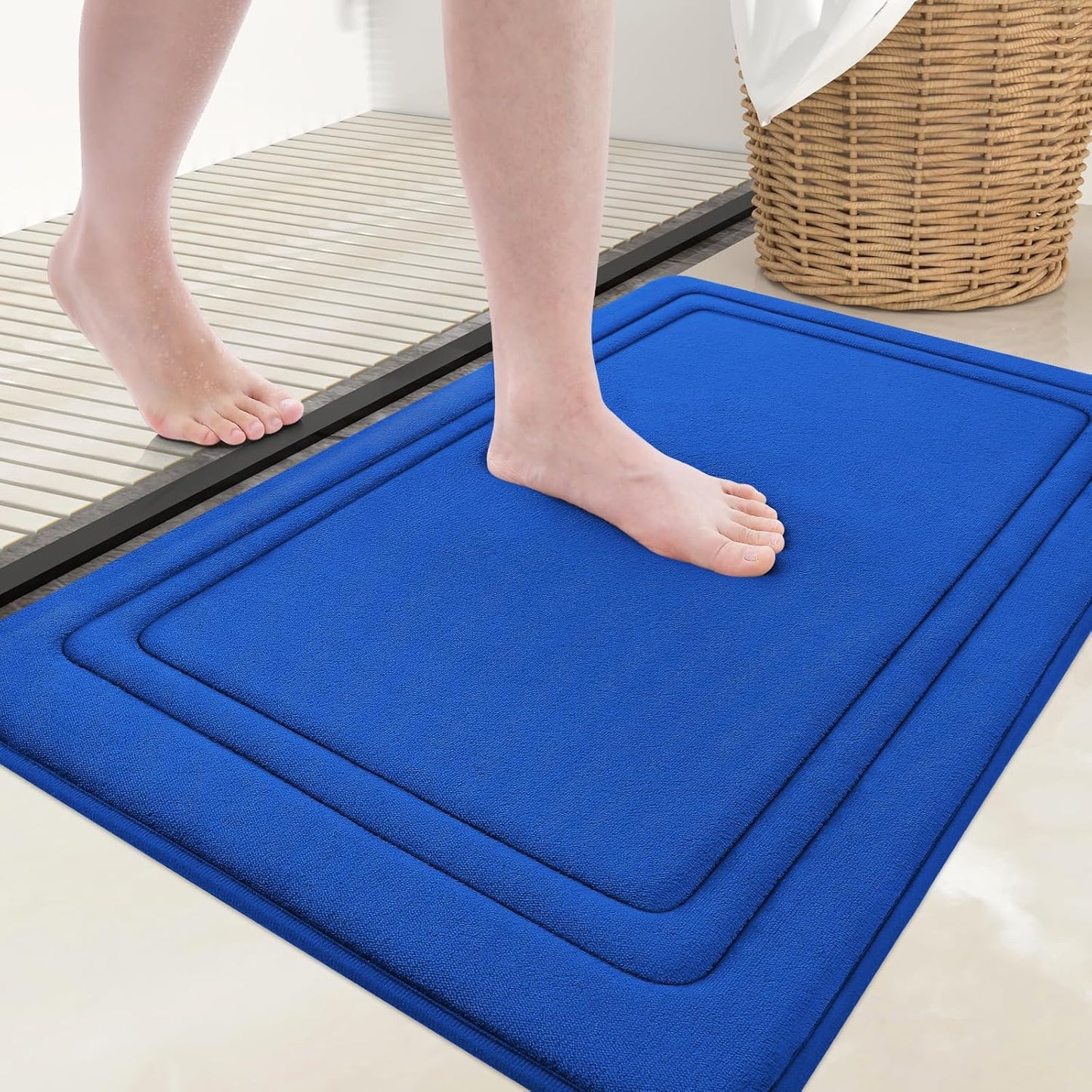 Grandaily Memory Foam Bath Mat Rug 30x20, Ultra Soft, Non-Slip and Absorbent Bathroom Rugs, Machine Wash Dry, Comfortable Bath Carpet for Bathroom Floor, Tub and Shower, Royal Blue