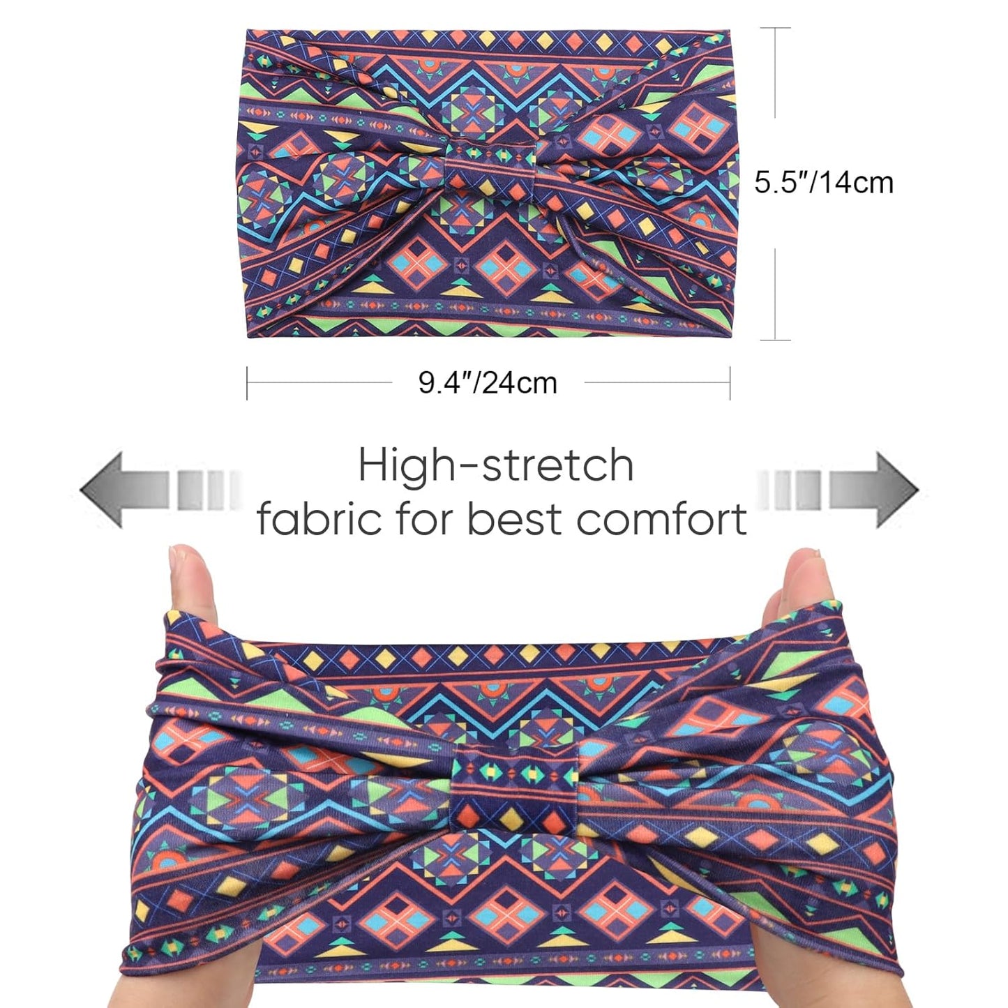 DRESHOW Wide Headbands for Women Knotted Turban HairBands Boho Head Bands for Women's Hair Non-Slip Yoga Workout Hair Accessories 4 Pack