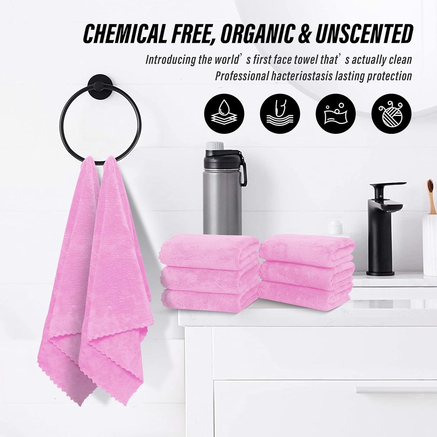 MOONQUEEN 6 Pack Premium Hand Towels - Quick Drying - Microfiber Coral Velvet Highly Absorbent Towels - Multipurpose Use as Hotel, Bathroom, Shower, Spa, Hand Towel 16 x 28 inches (Frozen Berry)