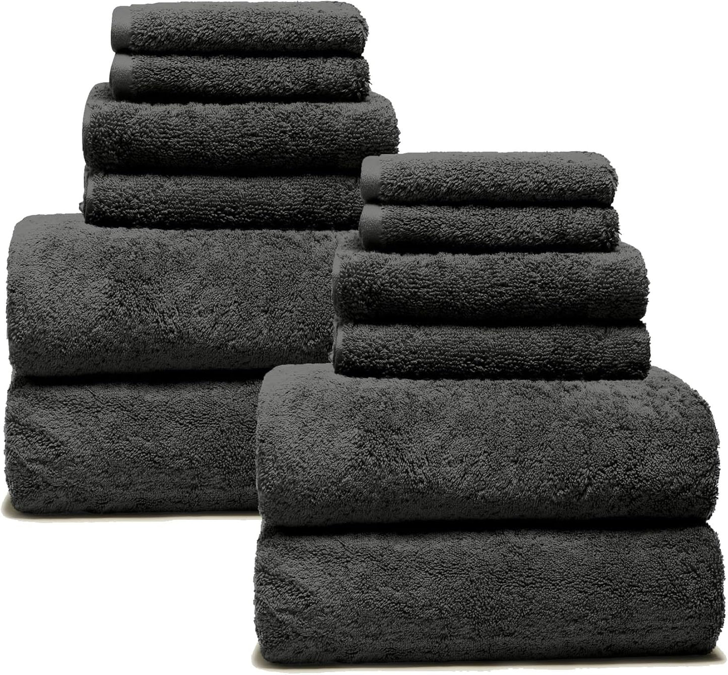Italic Ultraplush 12-Piece Family Towel Set – Luxury Bath Towels, Hand Towels & Washcloths – Heavy Duty 800GSM Quick Dry, Plush & Absorbent 100% Australian Cotton (Charcoal)