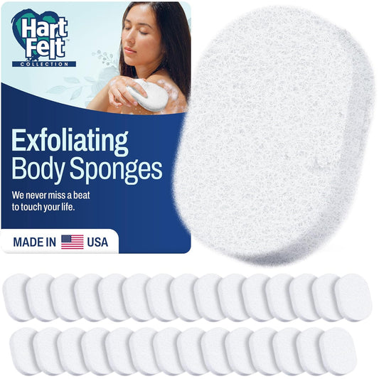 HartFelt Bath Sponges for Shower | Oval Body Wash Scrubber for Exfoliating Skin | Clean and Refresh Body, Back & Arms | Chemical-Free Body Sponge | Made in USA - Pack of 30