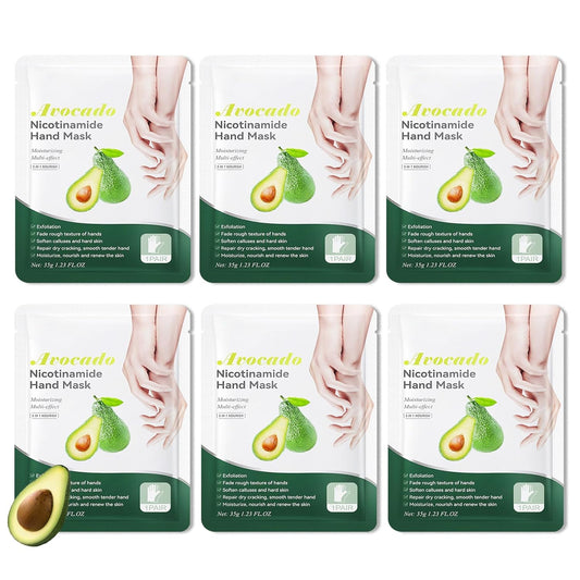 Hydrating Hand Masks, 6PCS Hand Mask Moisturizing Gloves for Men Women, Smooth Long Lasting Soft Exfoliating Hand Peeling Spa Mask Moisturizer Beauty Gift Set for Dry Cracked Rough Dull Hands（J)