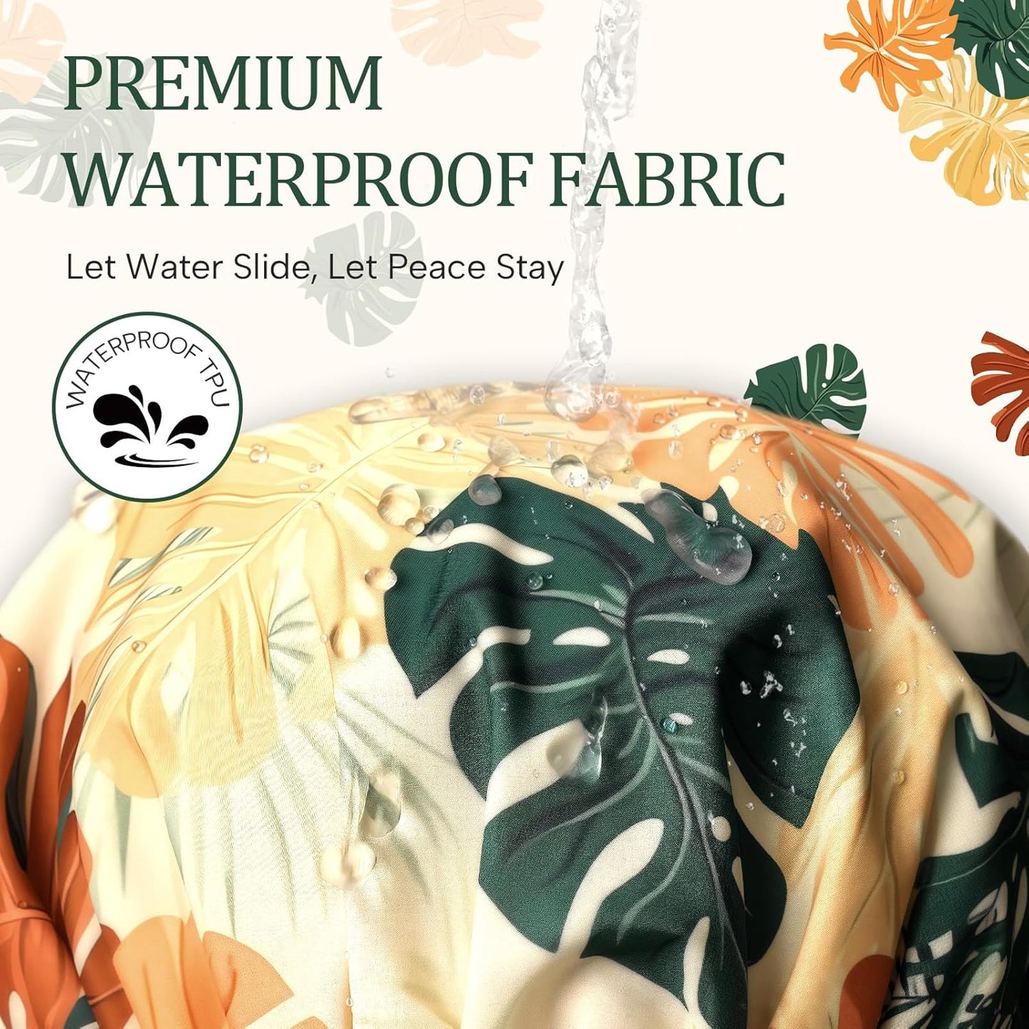 Years calm Shower Caps for Women Reusable Waterproof – Double Layer Elastic Cap with Tropical Botanical Print Shower Cap for Shower, Spa, Travel, Bath & Daily Hair Protection