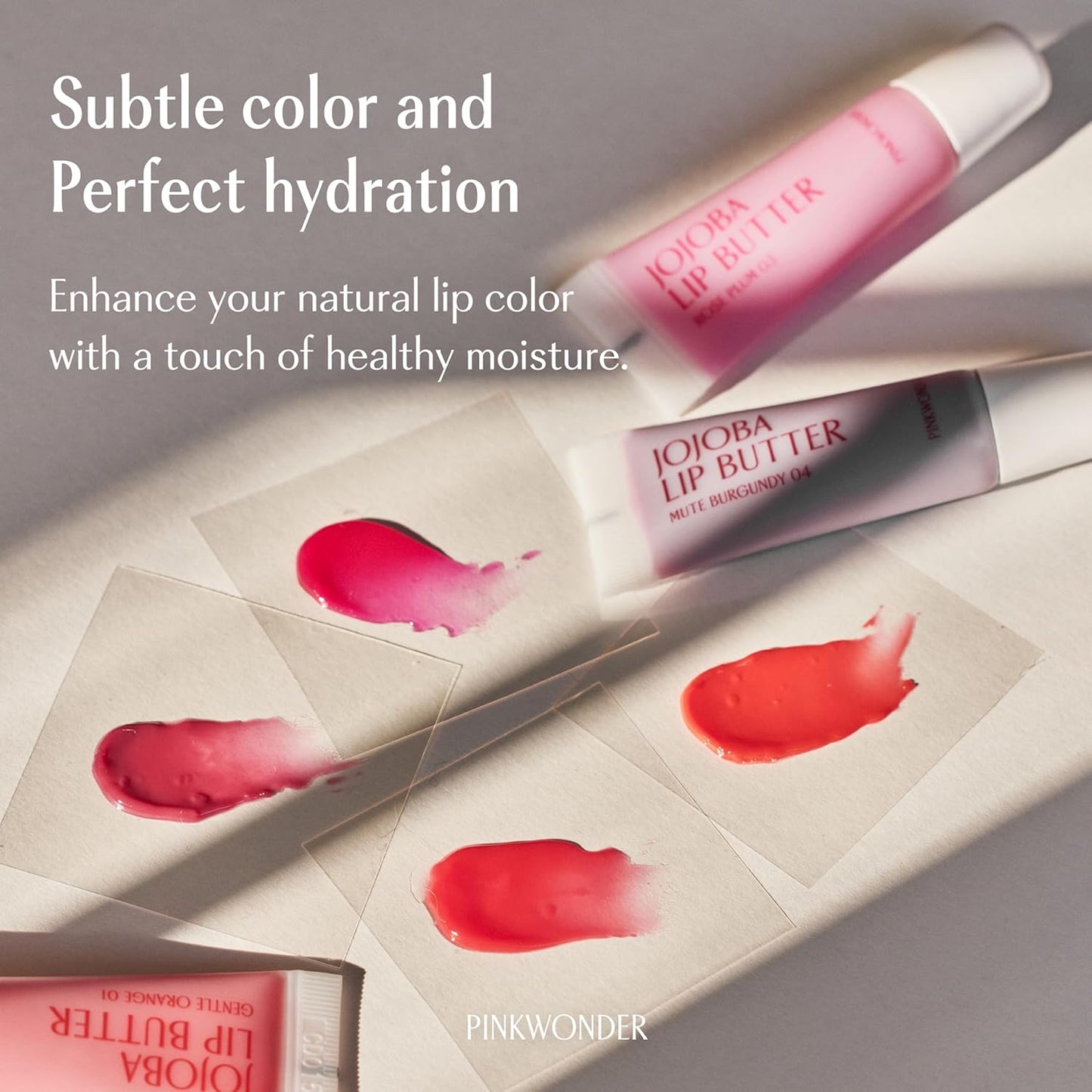 PINKWONDER Jojoba Lip Butter (03 Rose Plum) | Hydrating Lip Balm with Organic Jojoba Oil | Non-Sticky Lip Gloss for Dark Lips | Korean Lip Balm