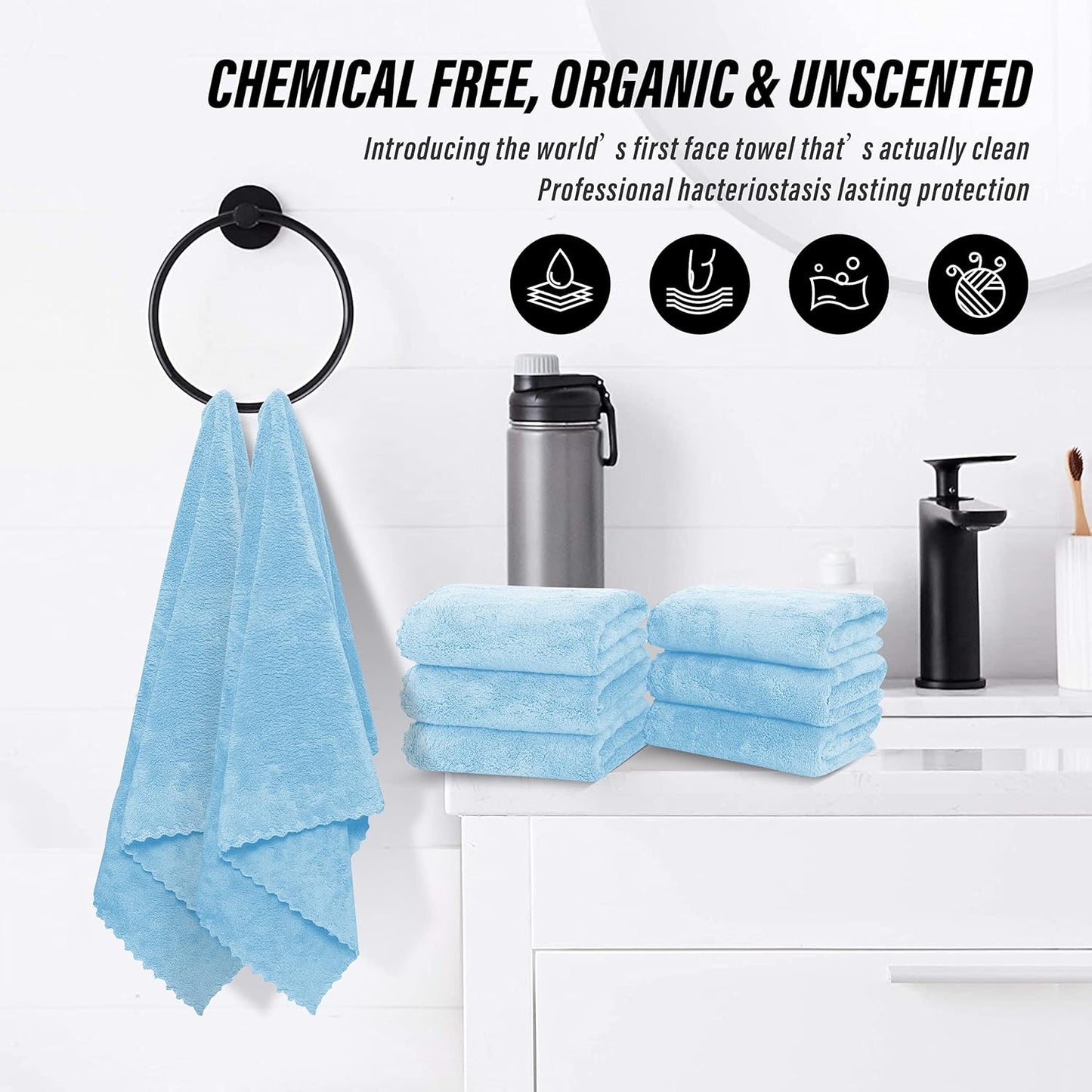 MOONQUEEN 6 Pack Premium Hand Towels - Quick Drying - Microfiber Coral Velvet Highly Absorbent Towels - Multipurpose Use as Hotel, Bathroom, Shower, Spa, Hand Towel 16 x 28 inches (Aquamarine)