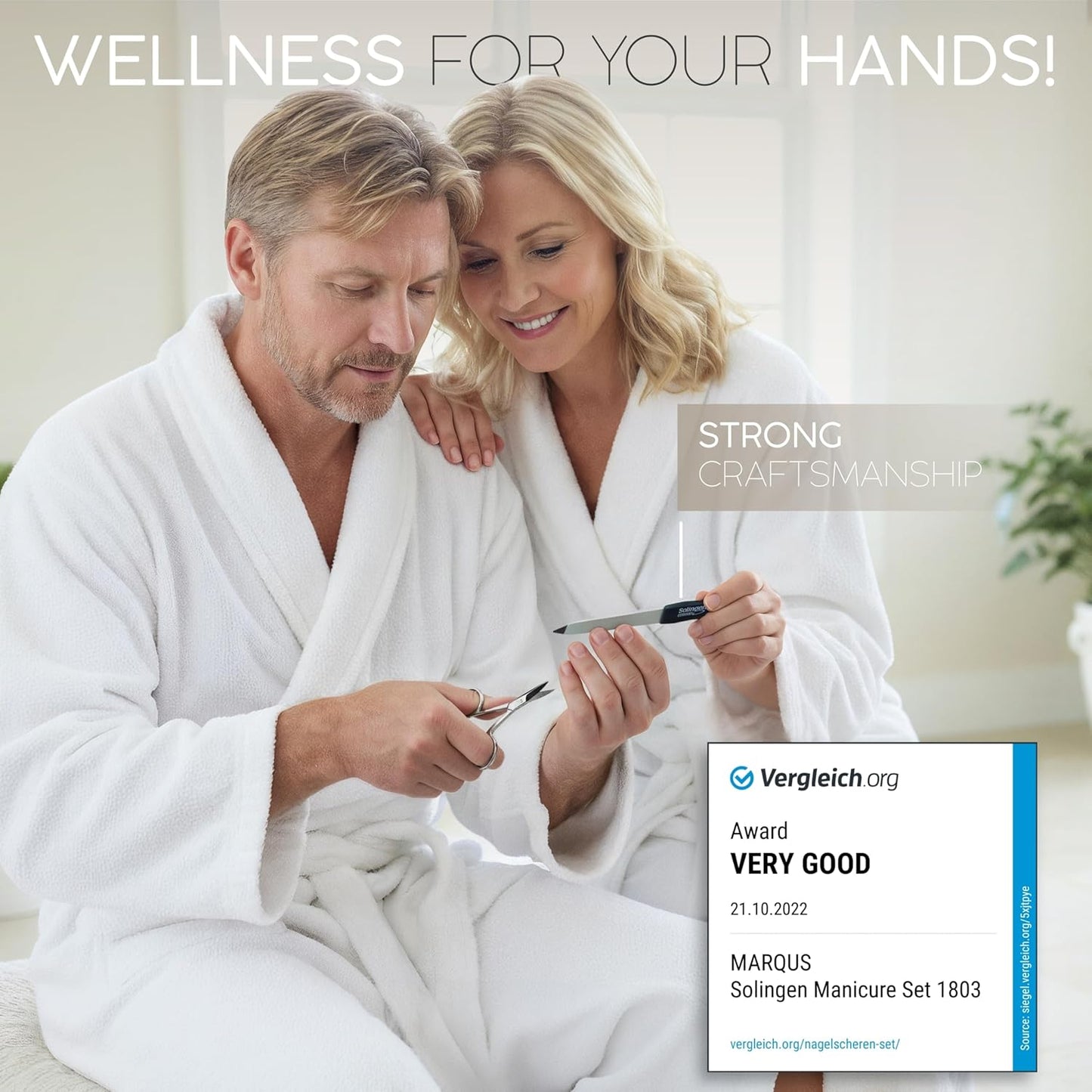 Manicure Set Solingen Made in Germany - 7 Piece Exclusive Finger & Toe Nail Clippers Kit for Women and Men in Real Leather Case, Color Black