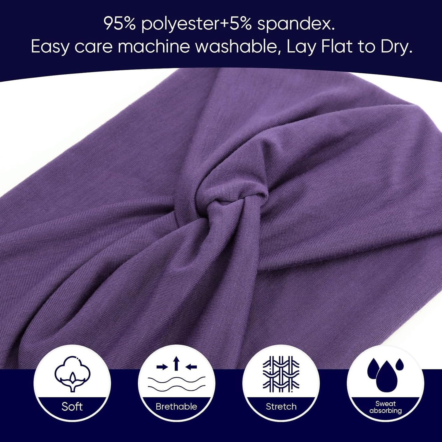 Extra Wide Headbands for Women Large Turban Headband Non Slip Boho Elastic Hairband Hair Twisted Knot Head Bands Accessories