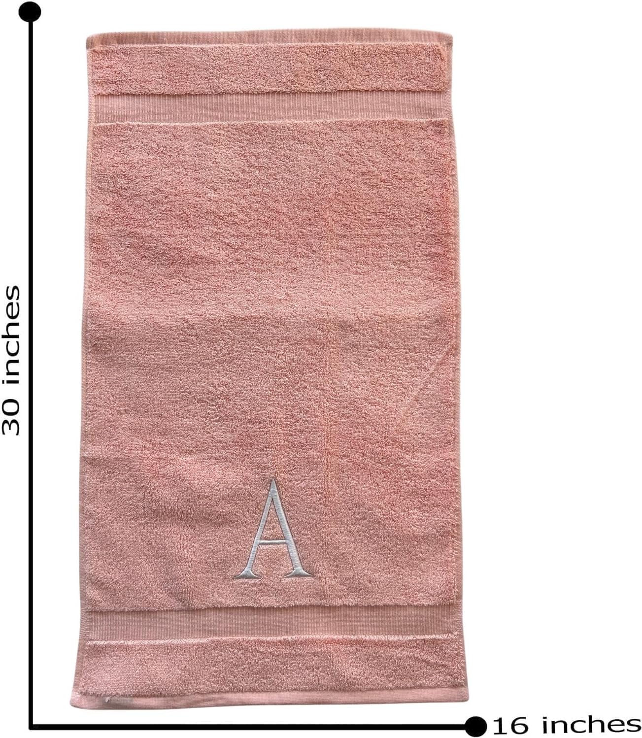 Pink Initial Hand Towel for Bathroom - Monogrammed Luxury Hotel Quality Decorative Embroidered Towel for Powder Room, Spa - GOTS Organic Certified - Set of 2 Letter W