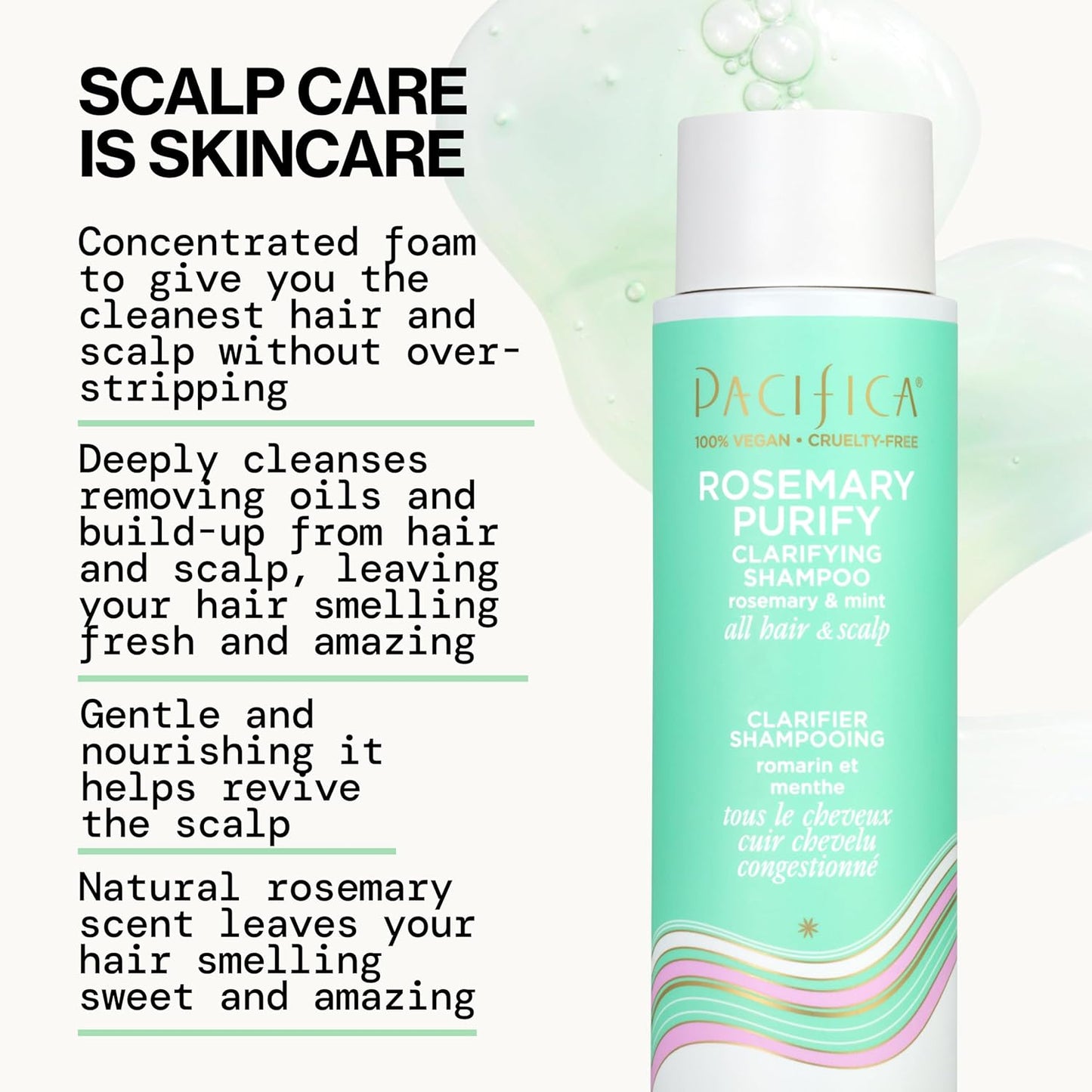 Pacifica Shampoo & Conditioner Set – Rosemary Purify Invigorating Set with Cooling Mint for Clarifying and Detoxing, Sulfate-Free, Vegan & Cruelty-Free, 12 oz & 8 oz (Set of 2)