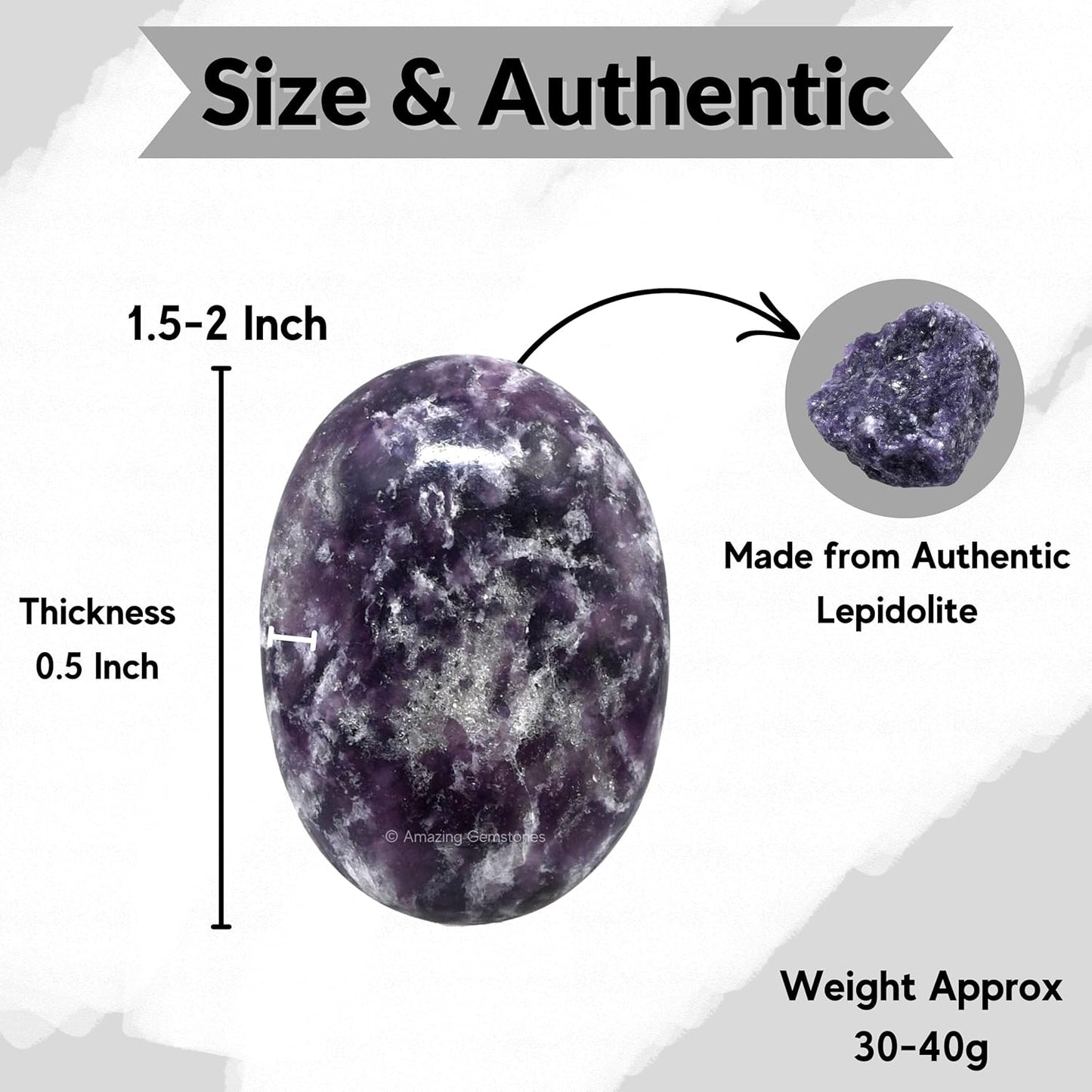 Amazing Gemstone Lepidolite Crystals and Healing Stones - Large Palm Stone Crystals Piedra - Crystal for Good Luck, Balanced Positive Energy, Meditation - Unique Stocking Stuffers Gifts for Women, Men