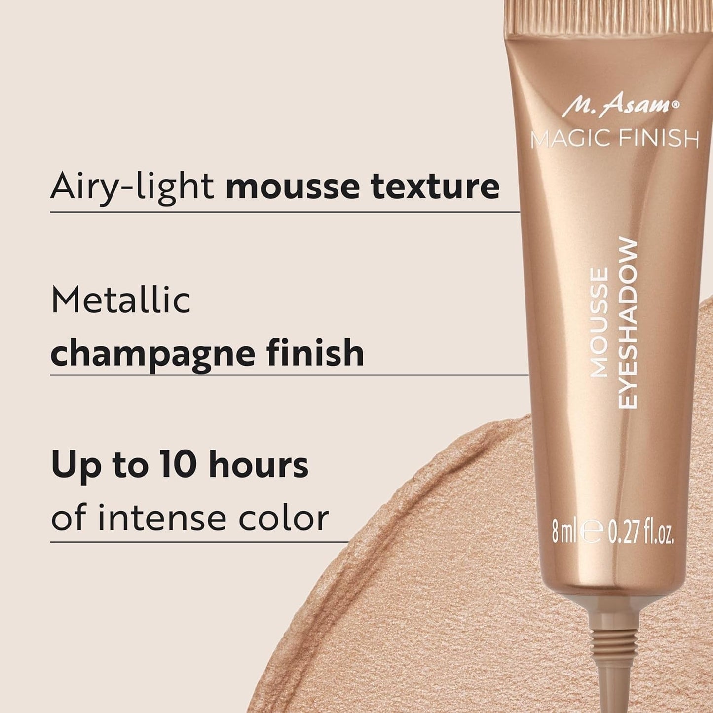 M. Asam MAGIC FINISH Mousse Eyeshadow Angel-Eyes - Eye shadow with champagne finish, intense color with 10 hours hold & no smudging, make-up with hyaluronic acid, caffeine & glycerin, 0.27 Fl Oz