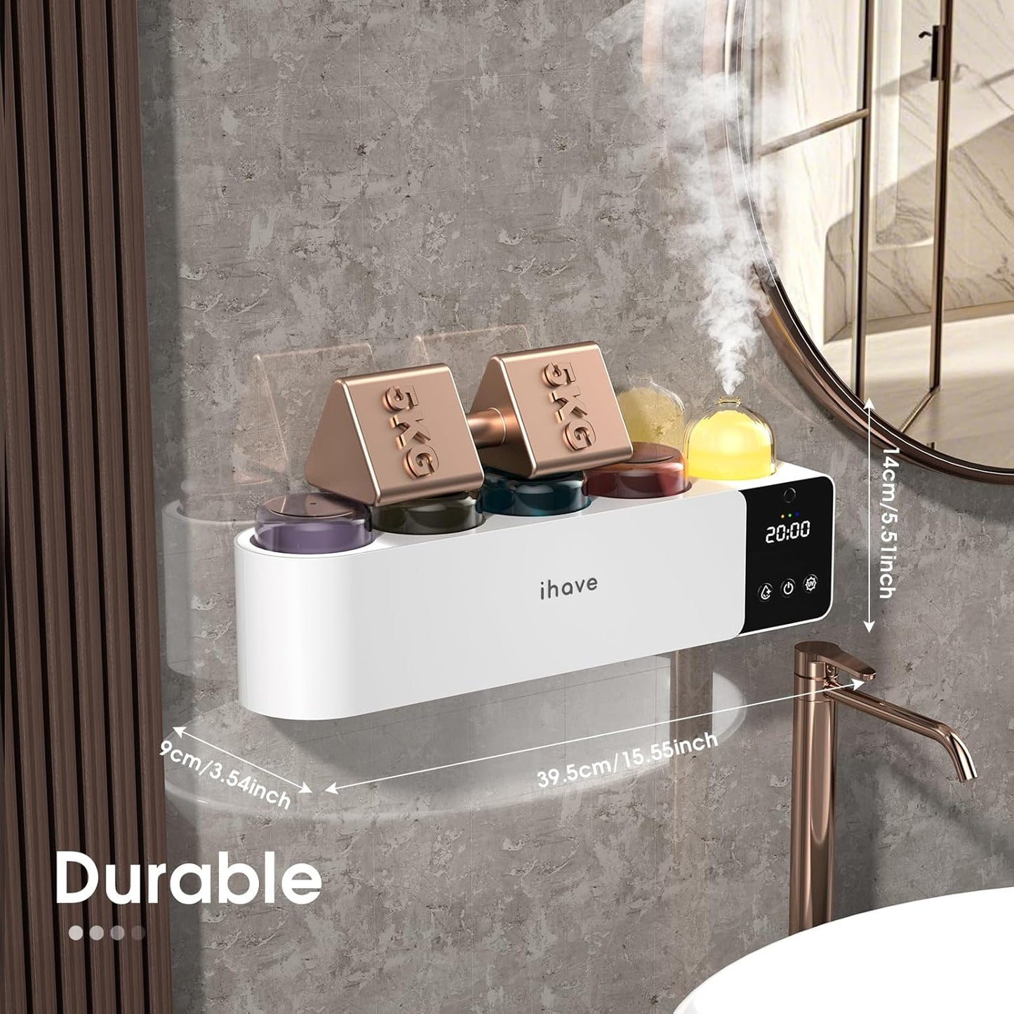 iHave Toothbrush Holders with UV Toothbrush Sanitizer, Aromatherapy Diffuser & IR Night Light - 4-Hour Smart Cruise Disinfection, Auxiliary Combo Drying - Wall-Mounted Bathroom Organizer with 4 Cups