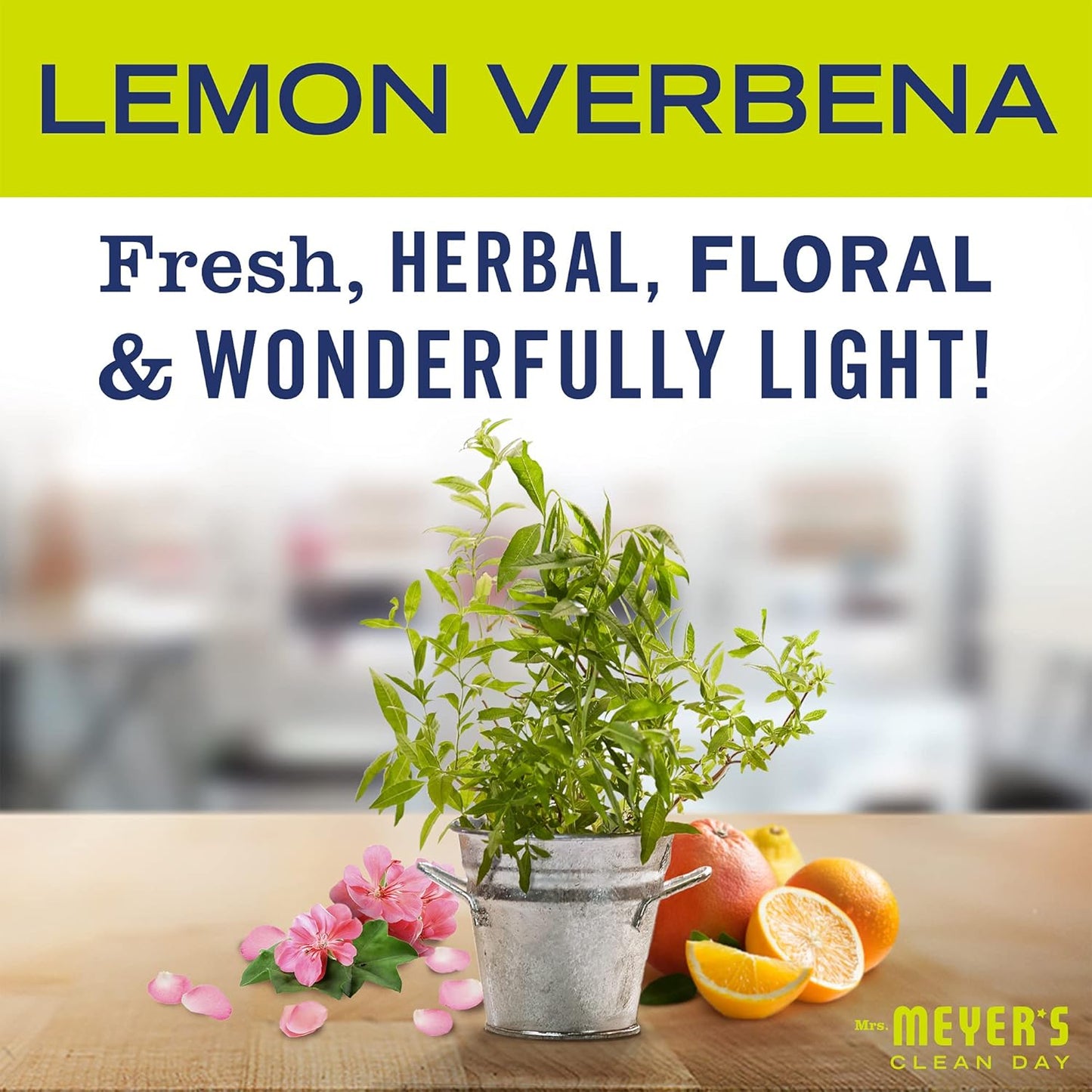MRS. MEYER'S CLEAN DAY Room and Air Freshener Spray, Non-Aerosol Spray Bottle Infused with Essential Oils, Lemon Verbena, 8 fl. oz - Pack of 3