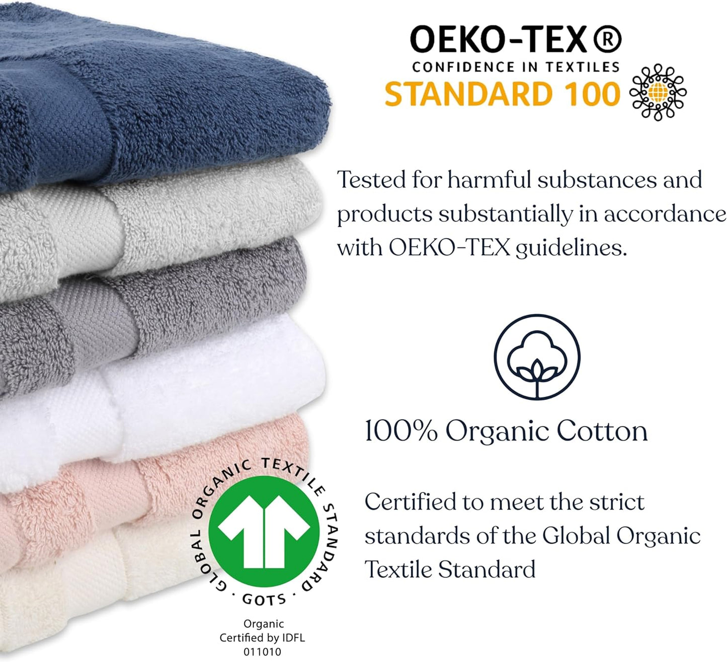 Delara Organic Cotton Luxuriously Plush Bath Towel 10 Piece Set|GOTS & Oeko-TEX Certified|Premium Hotel Quality Towels|Feather Touch Technology|650 GSM Long Staple|Soft, Quick Dry & Ultra-Absorbent