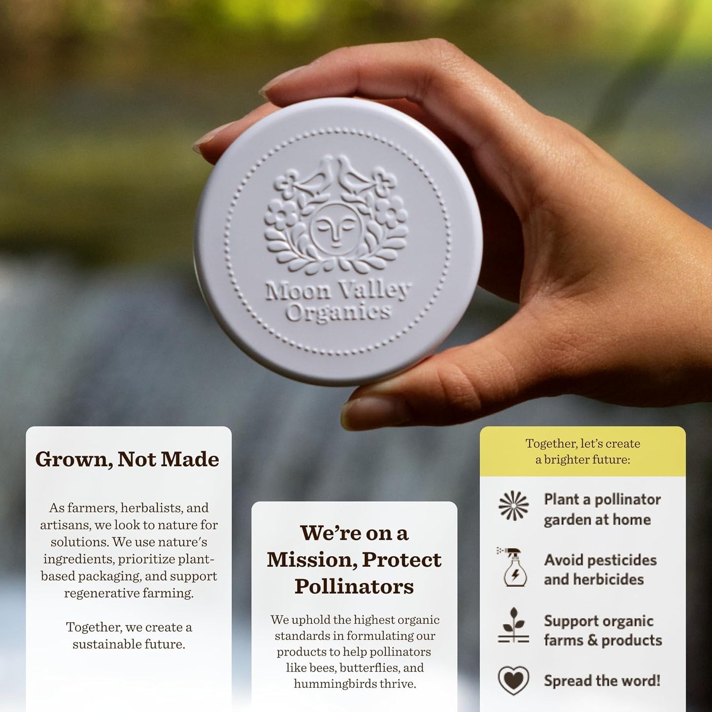 Moon Valley Organics Herbal Lotion Bar in Lemon Vanilla, Moon Melt Bar, Calendula and Comfrey, Beeswax, Heal and Restore Chapped Skin, Soothing