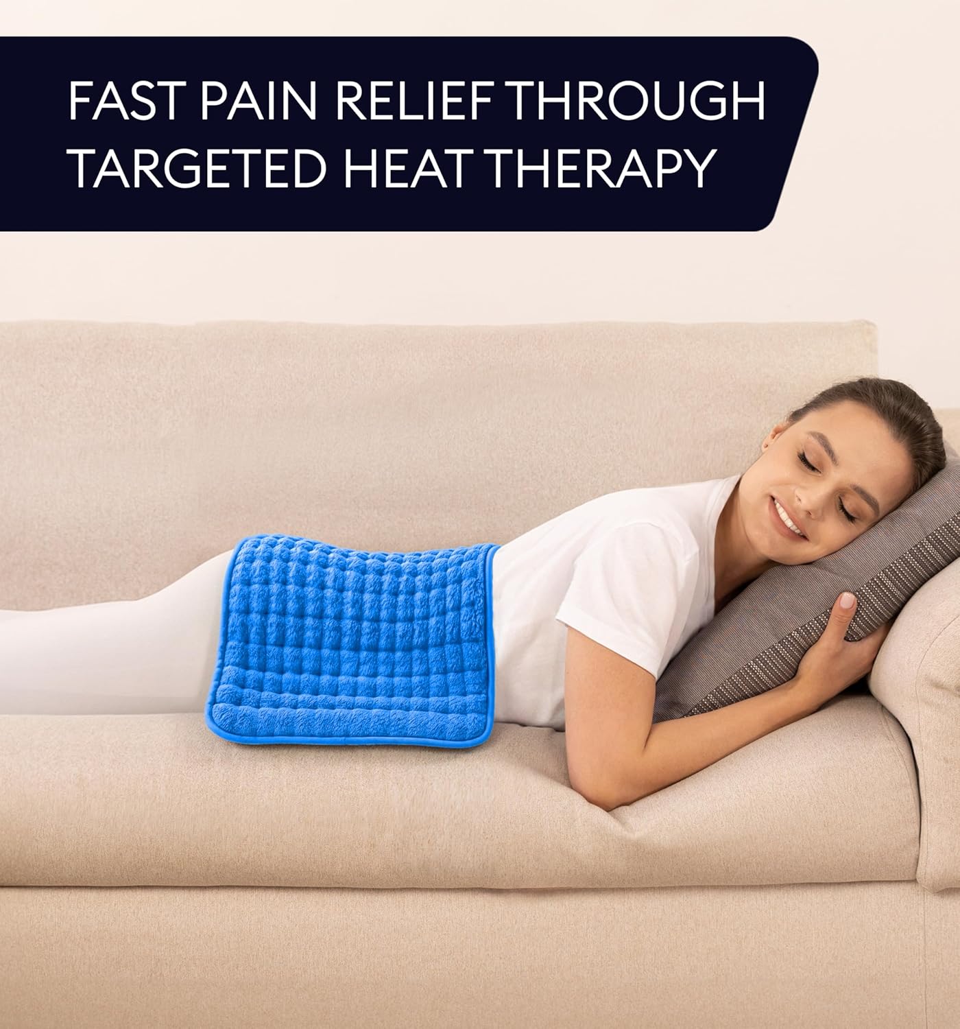 GENIANI Electric Throw Double Sided XL Heating Pad Electric for Lower Back Pain & Period Cramps Relief, Heat Pad with 3 Heat Settings for Neck & Shoulders, Heat Patches (12x24 Electric Blue)