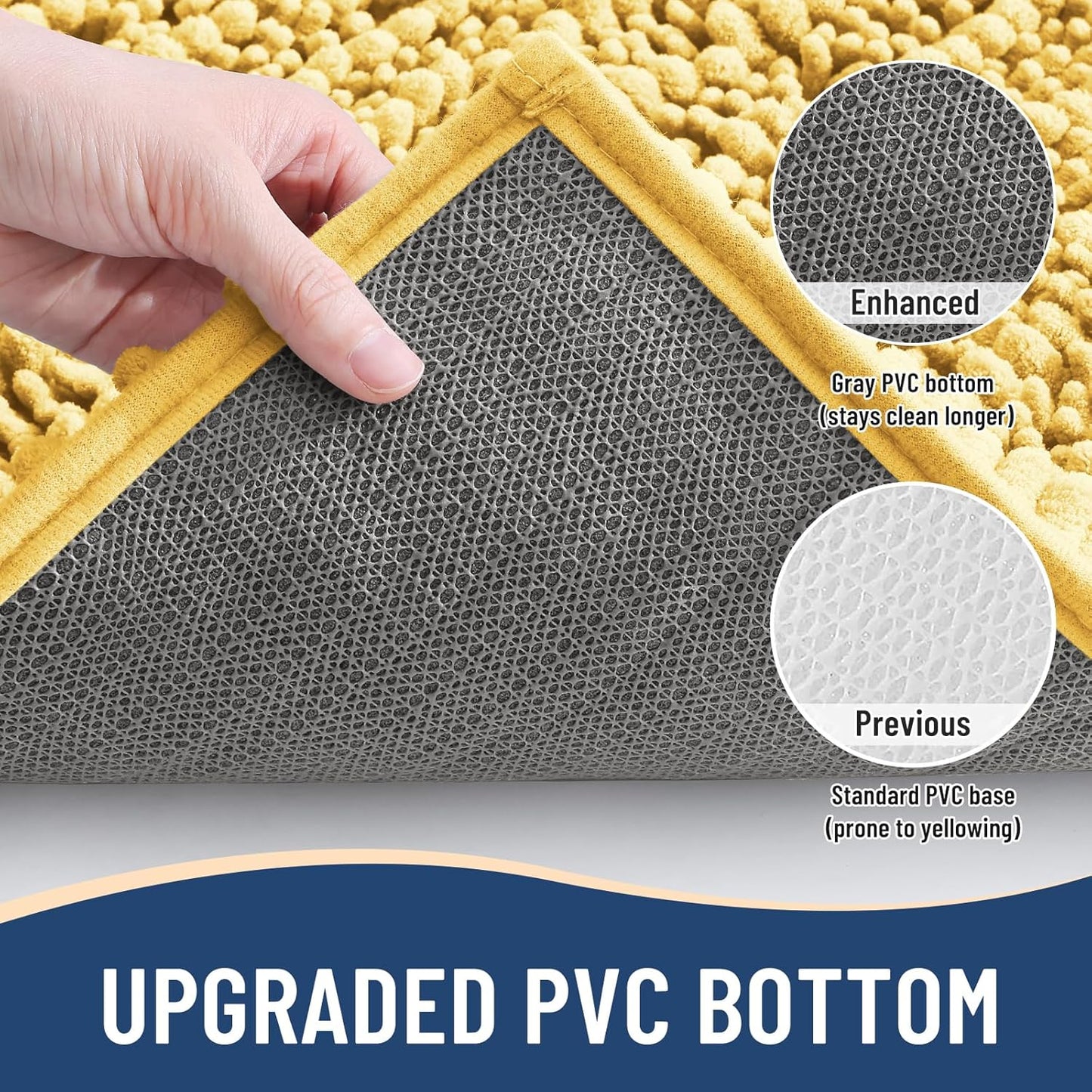 Arotive Luxury Round Chenille Bathroom Rug Mat, Extra Soft Thick Absorbent Shaggy Bath Rugs, Non-Slip Machine Wash Dry Plush Bath Mats for Bathroom, Shower and Tub, 24x24, Yellow