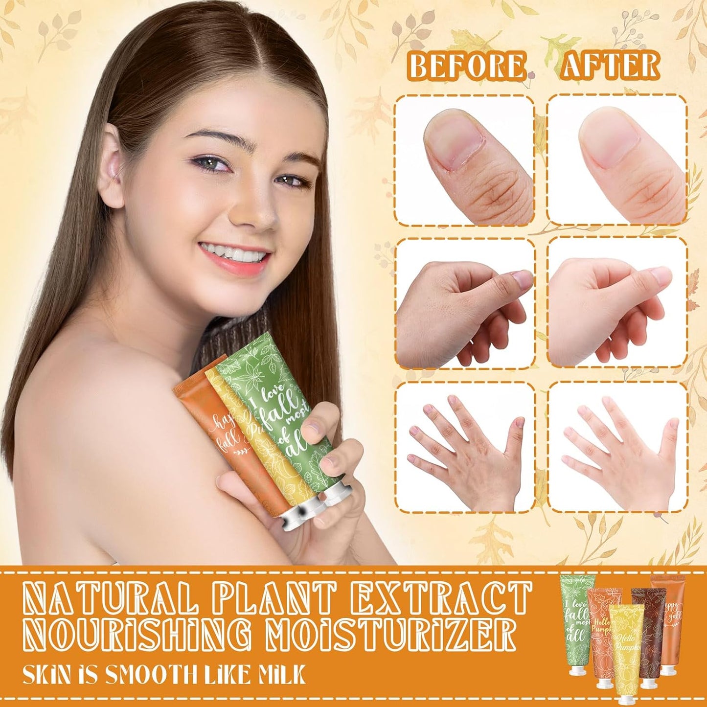 10 Pcs Thanksgiving Fall Hand Cream Bulk, Mini Pumpkin Lotion, 30ml Natural Botanical Fragrance Fall Lotion for Chapped Hands, Thanksgiving Favors, Employee Gifts, Baby Shower, Travel, Work, Team