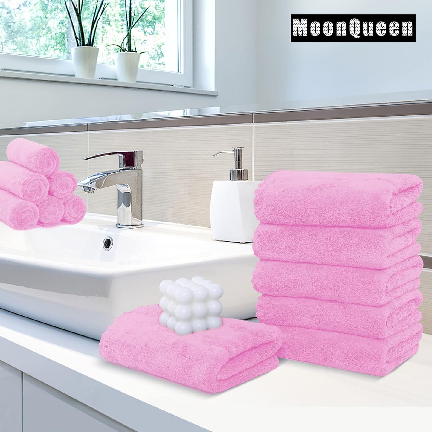 MOONQUEEN 6 Pack Premium Hand Towels - Quick Drying - Microfiber Coral Velvet Highly Absorbent Towels - Multipurpose Use as Hotel, Bathroom, Shower, Spa, Hand Towel 16 x 28 inches (Frozen Berry)