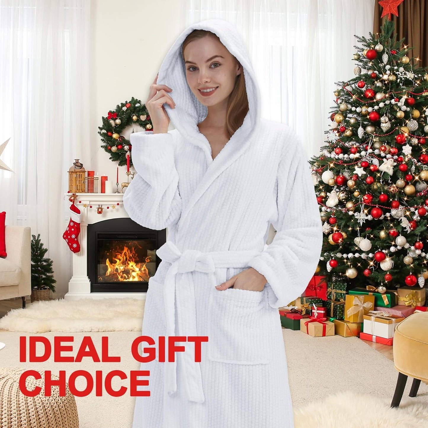 Hooded Bathrobes for Women, Soft Long Towel Robes for Women - Quick Dry yet Warm