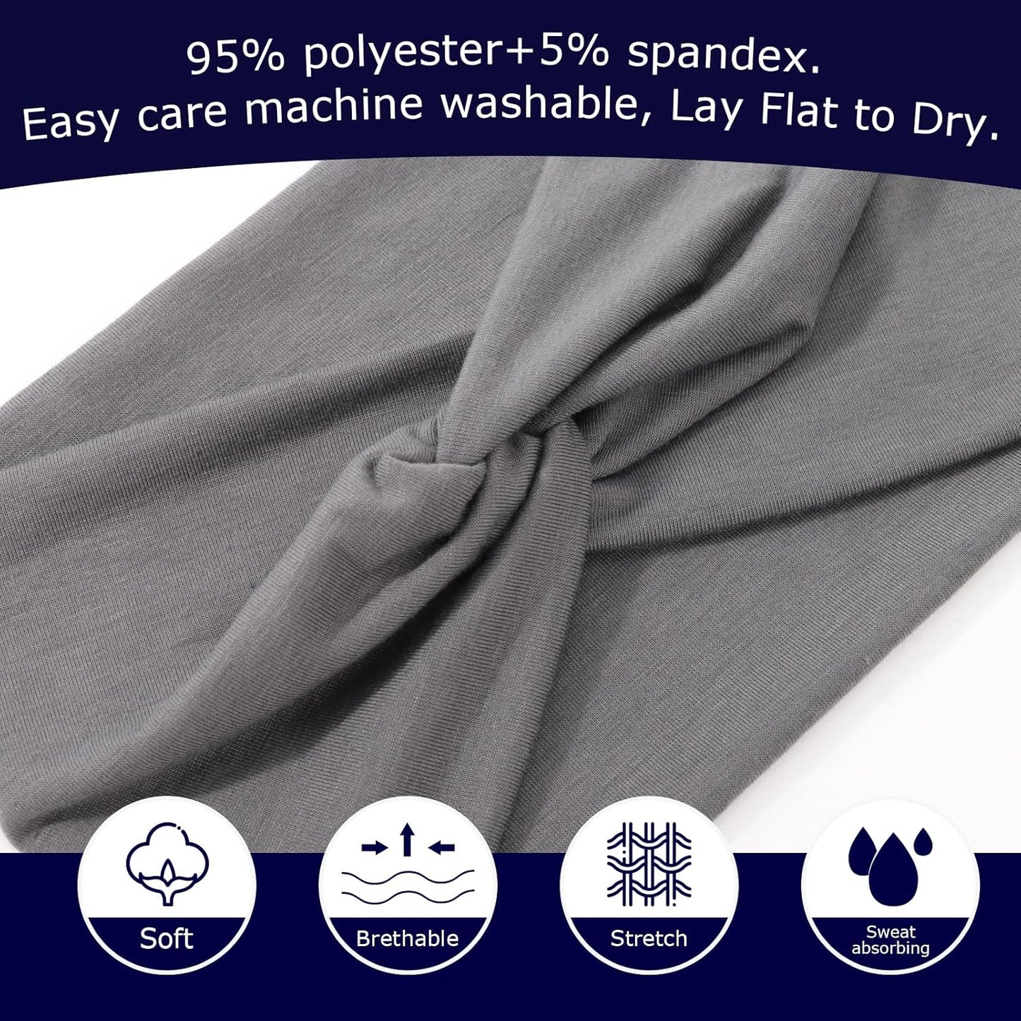 Extra Wide Headbands for Women Large Turban Headband Non Slip Boho Elastic Hairband Hair Twisted Knot Head Bands Accessories