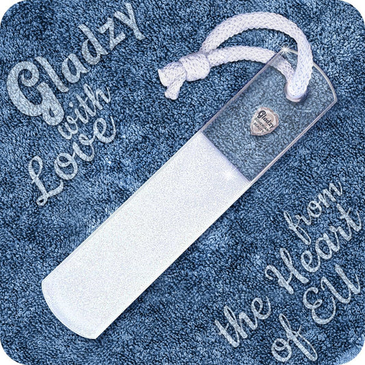 GLADZY Czech Glass Foot File Callus Remover – Double Sided Etched, Different Grit Coarse & Fine Surfaces for Hard Skin & Cracked Heels, Professional Pedicure Tool, Washable Reusable, Made in EU