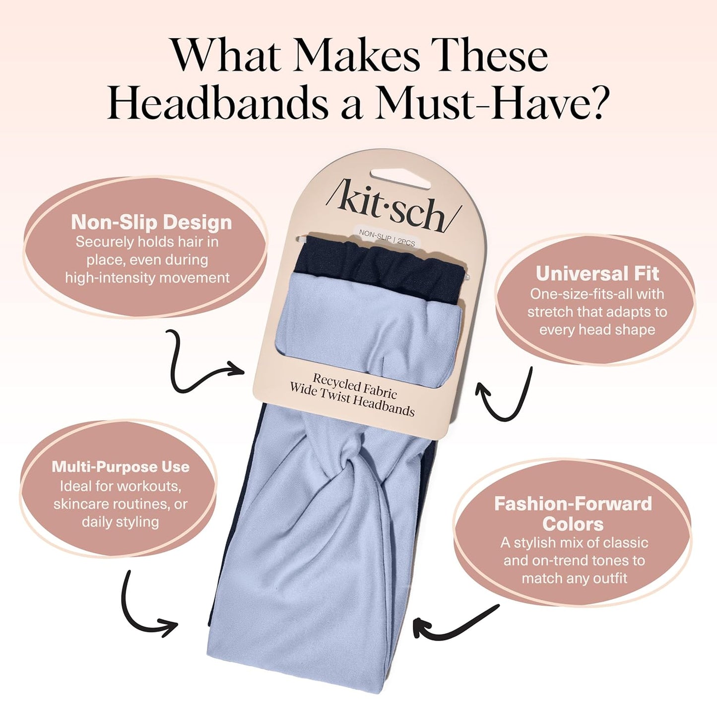 Kitsch Wide Headbands for Women - Fashion Sports Headband for Workout, Yoga, Gym, Running, Exercise | Stretchy Head Bands| Hair Accessories | Ideal Gifts for Women - Garden Bouquet, 2pcs