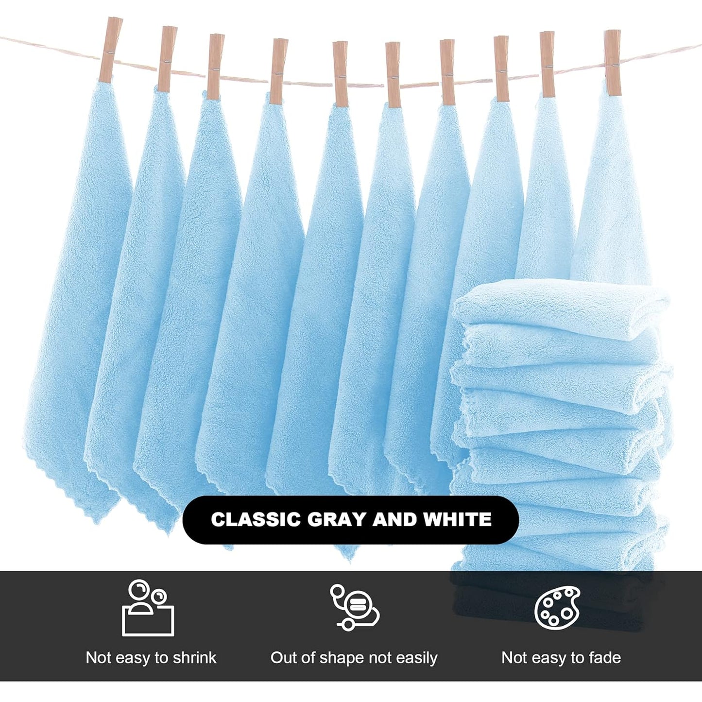 MOONQUEEN Microfiber Facial Cloths Fast Drying Washcloth 12 Pack - Premium Soft Makeup Remover Cloths - Aquamarine