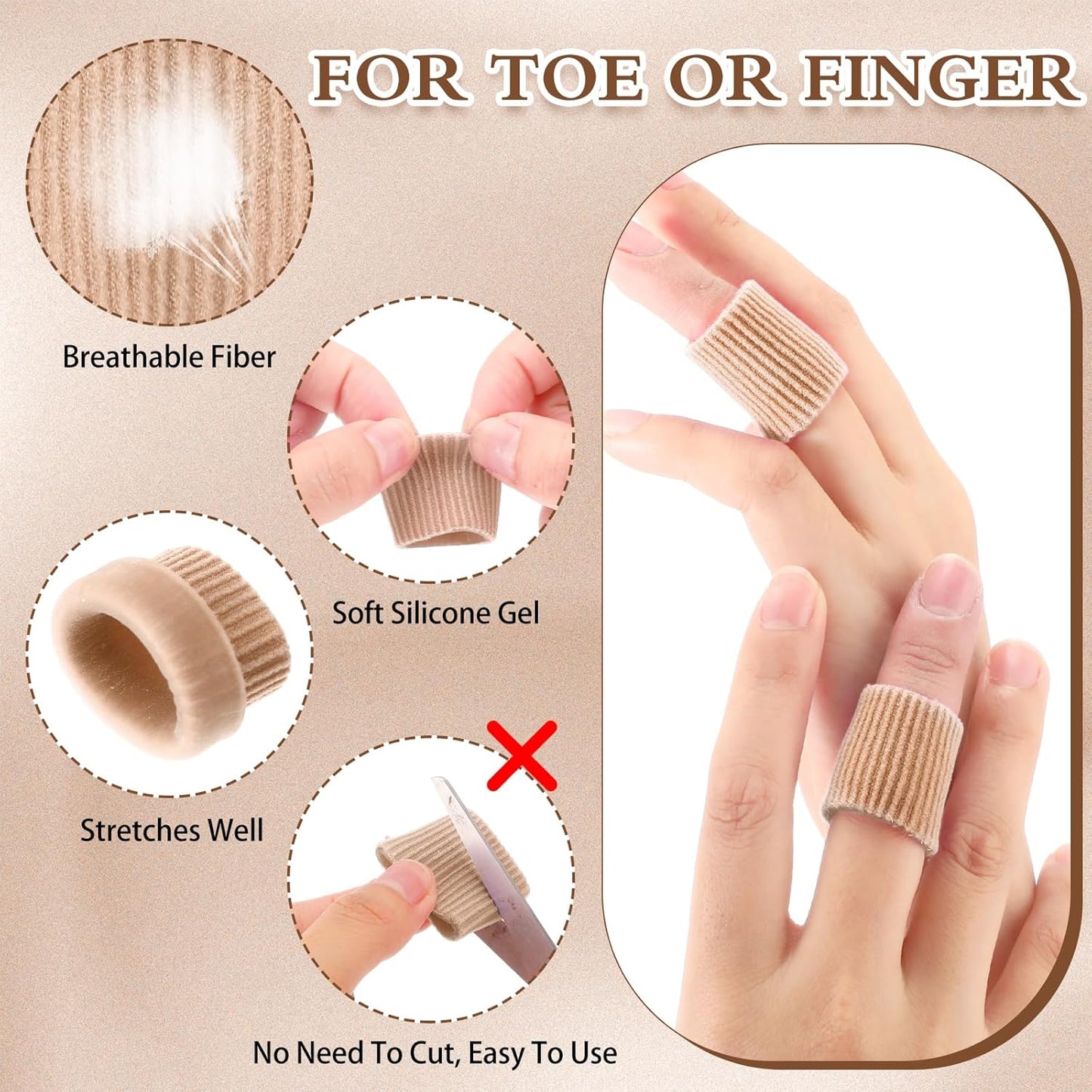 Blulu 24 Pieces Toe Tubes 0.98 Inches Cushion Tube Corn Pads for Toes Sleeves Soft Gel Protectors for Cushions Corns Blisters Calluses 3 Size(Skin Color,Large Size)