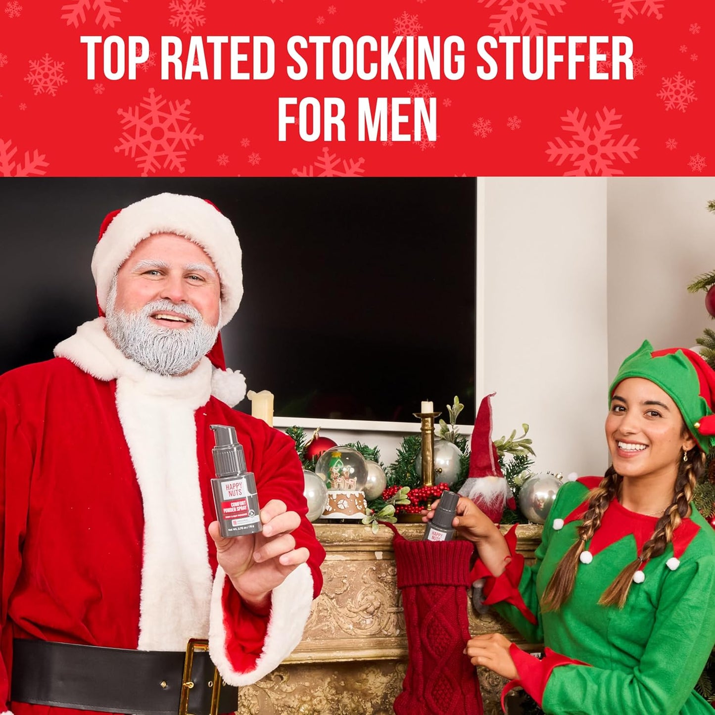 HAPPY NUTS Comfort Powder Spray: Anti Chafing & Mens Deodorant, Aluminum-Free, Sweat and Odor Control for Jock Itch, Groin and Men's Private Parts