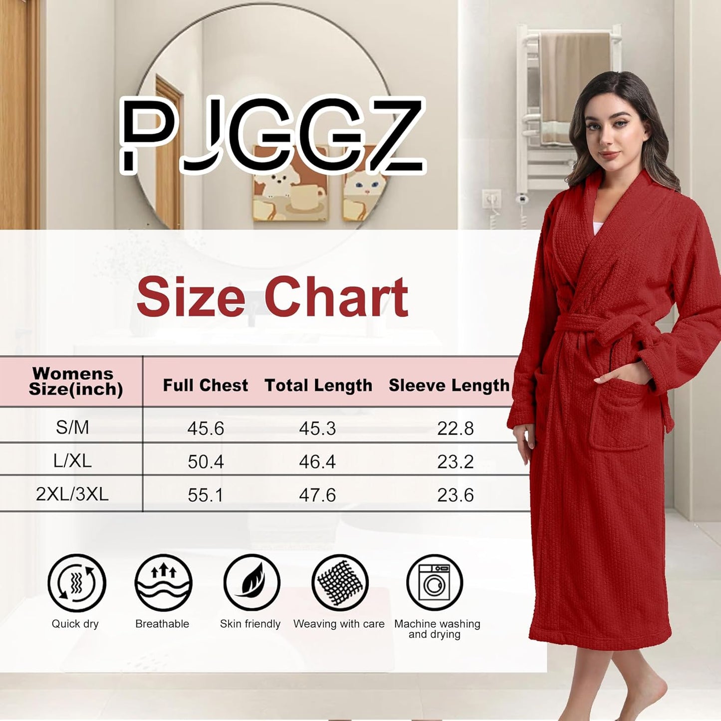 Women's Shawl Collar Bathrobe, Soft Long Towel Robes for Women - Super Absorbent Quick Dry yet Warm