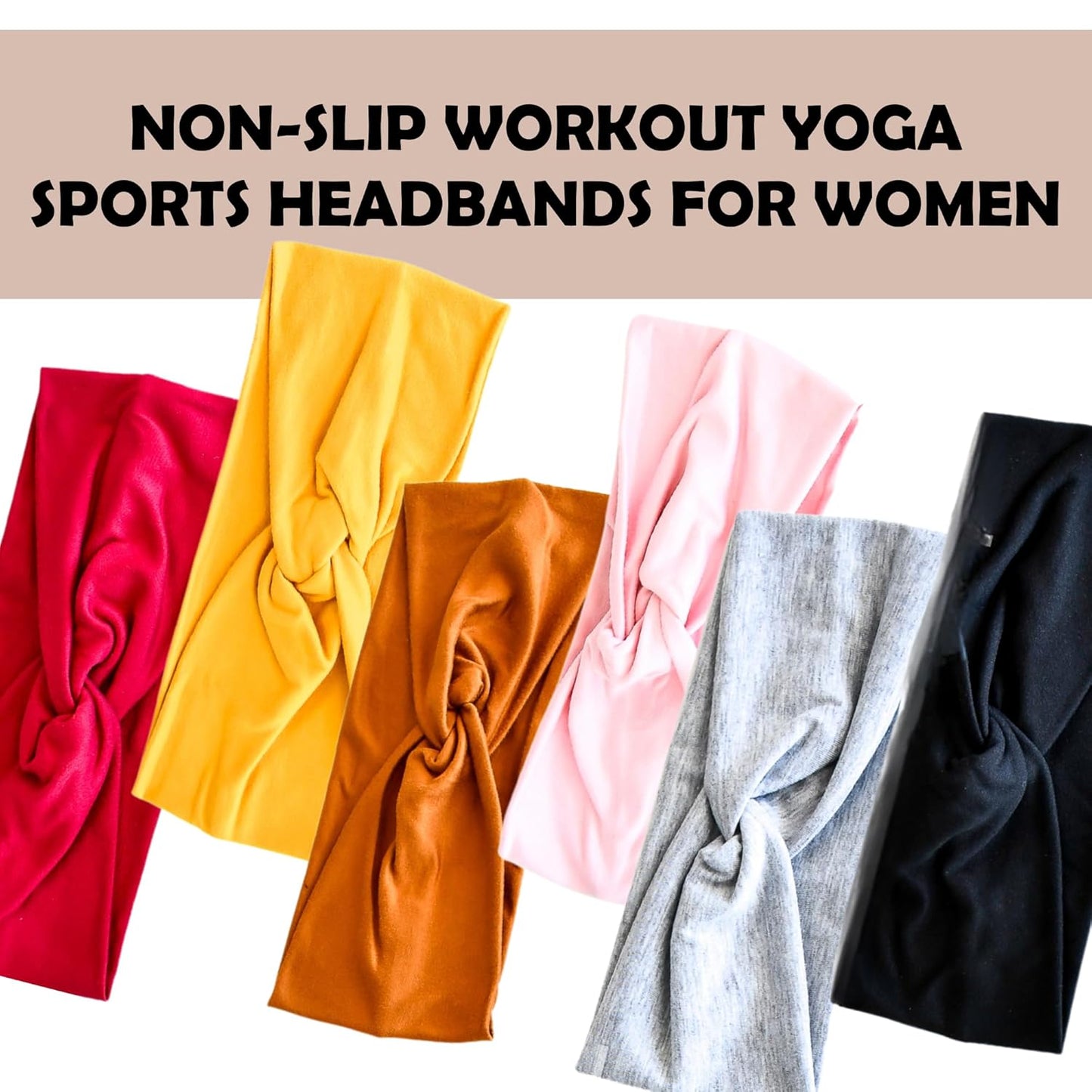 LOTUS78, Pack of 6 Wide Headbands for Women Non Slip, Fashionable Sports Hair Bands for Women's Hair, Soft Elastic Stretchy Head bands, Yoga Workout Headbands for Women Daily Fashion(Luxe)