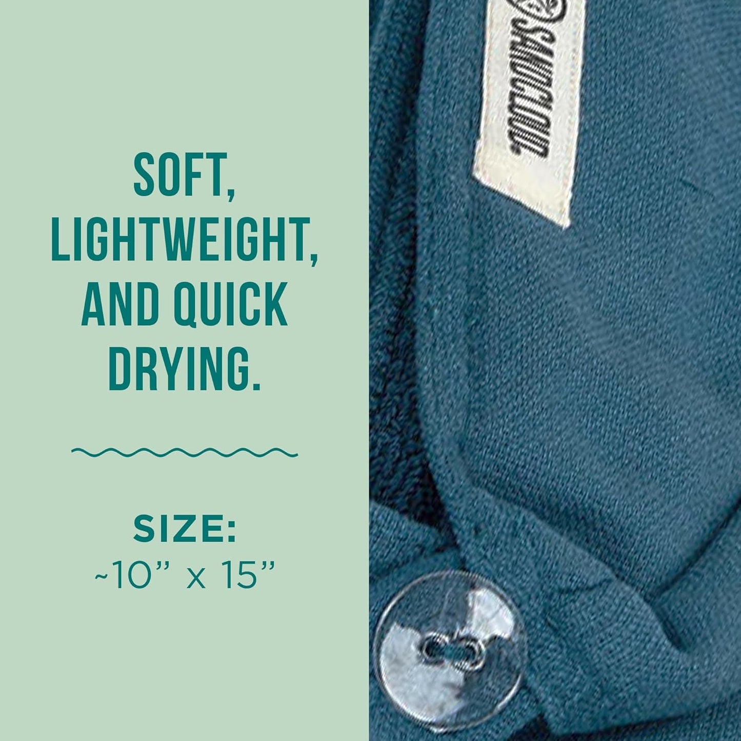 Sand Cloud Hair Towel Wrap for Women & Men, (Teal Blue, Terra) - 100% Turkish Cotton Quick Hair Drying Towel Wrap - Absorbent Half Terry Weave Hair Plop Head Towel Wrap with Binding Edge